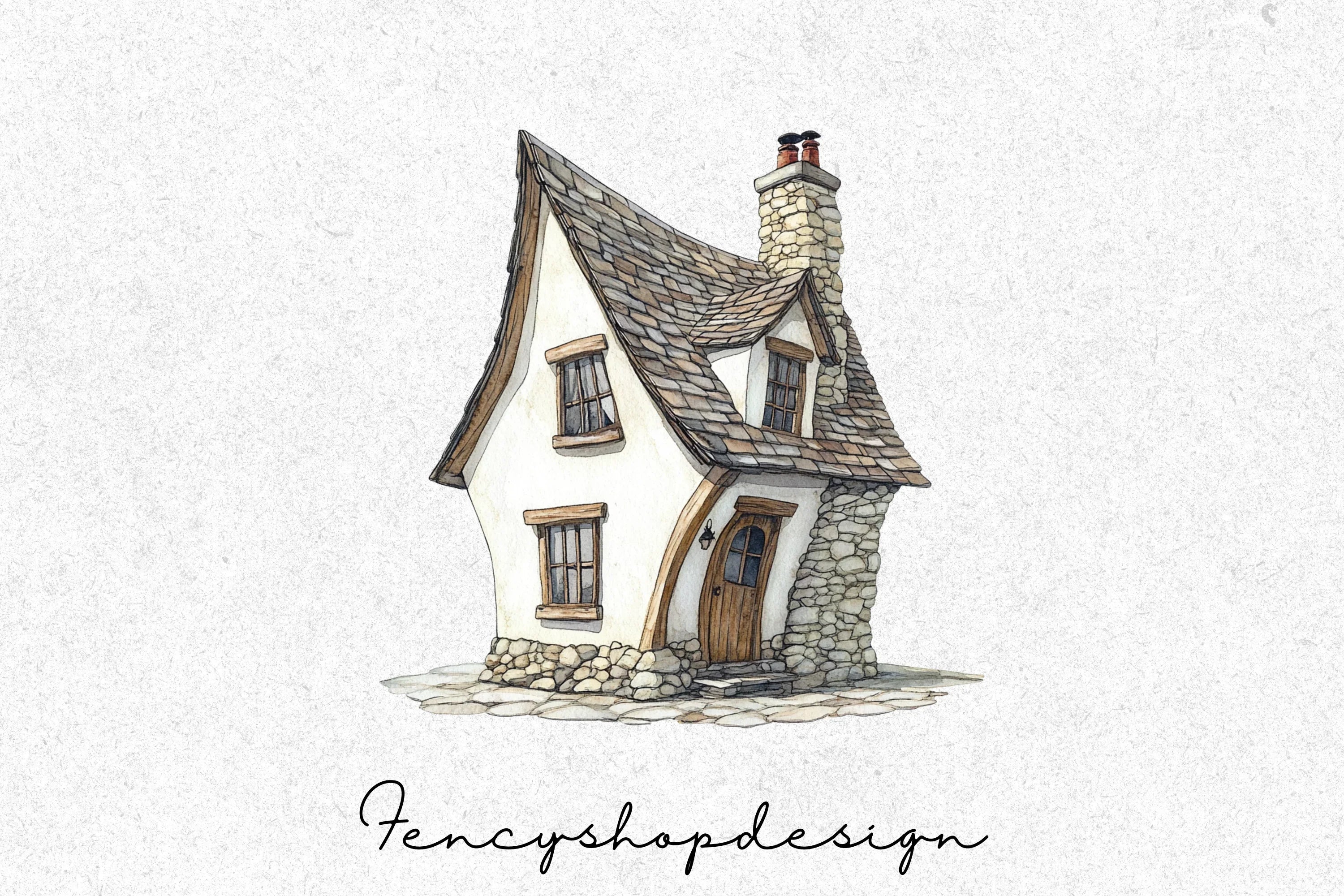 Whimsical Fantasy Cottage Clipart Bundle