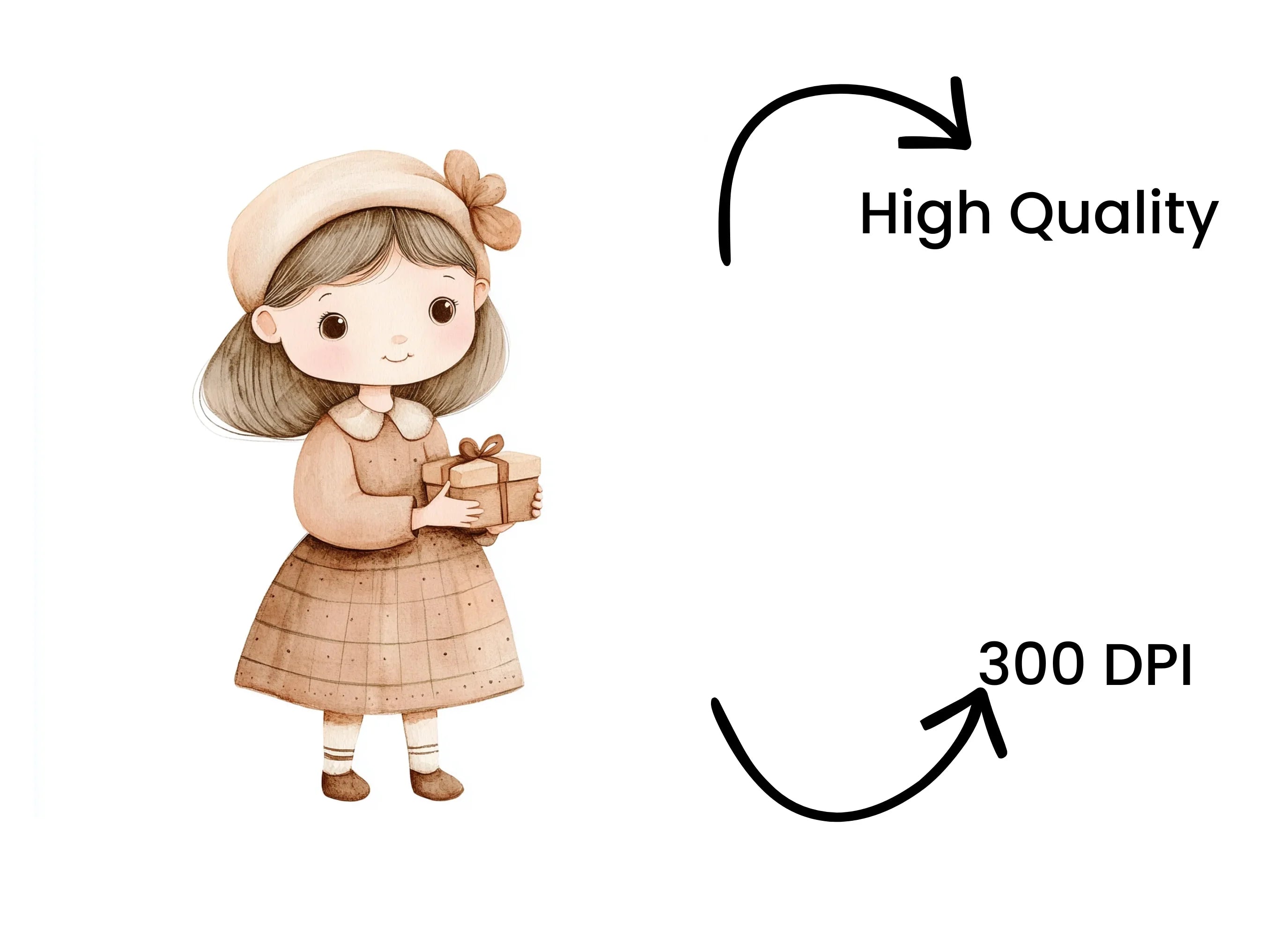 Cute Girls with Gifts Clipart Bundle