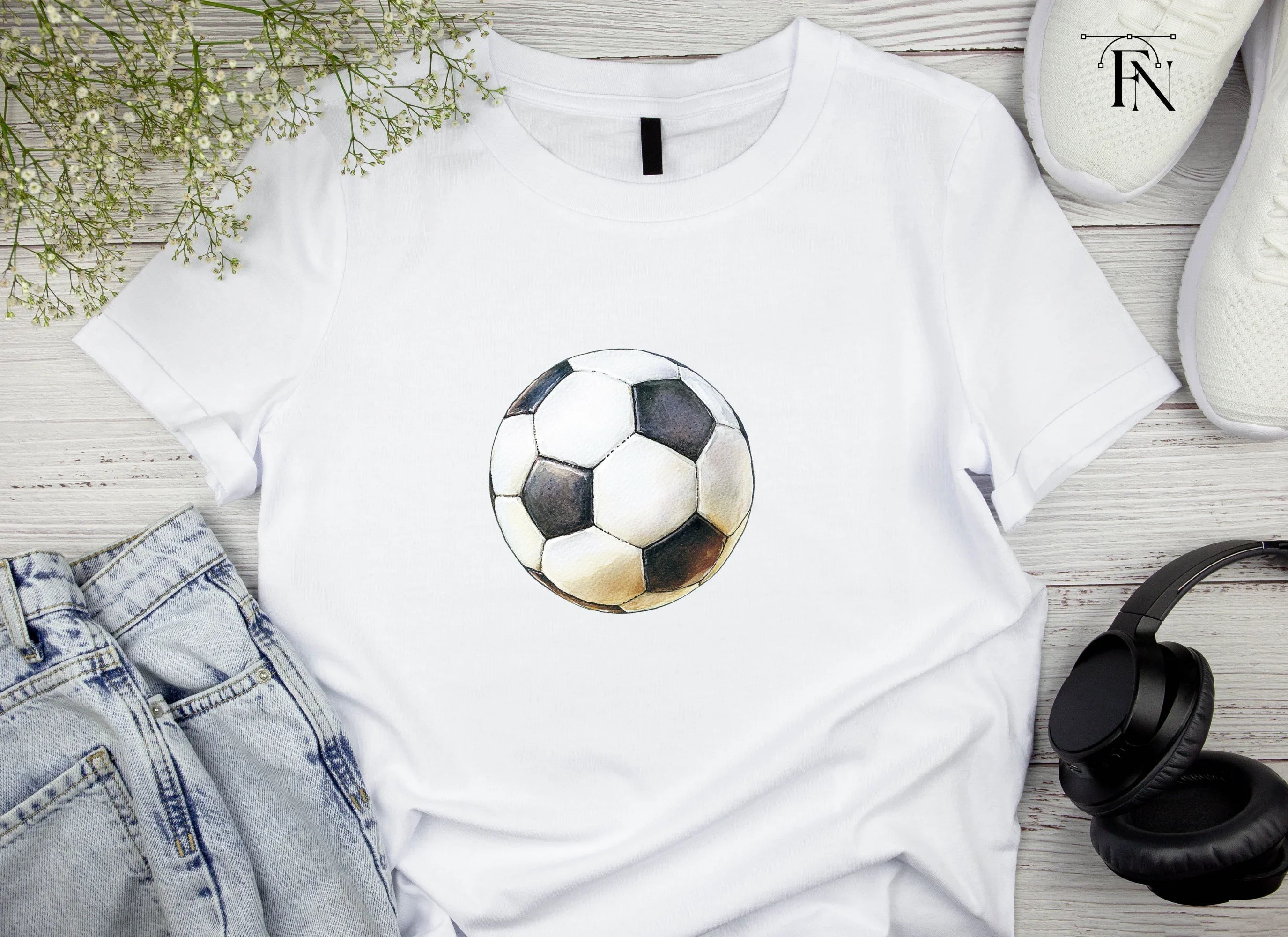Hand Painted Soccer Ball Illustrations Clipart Bundle