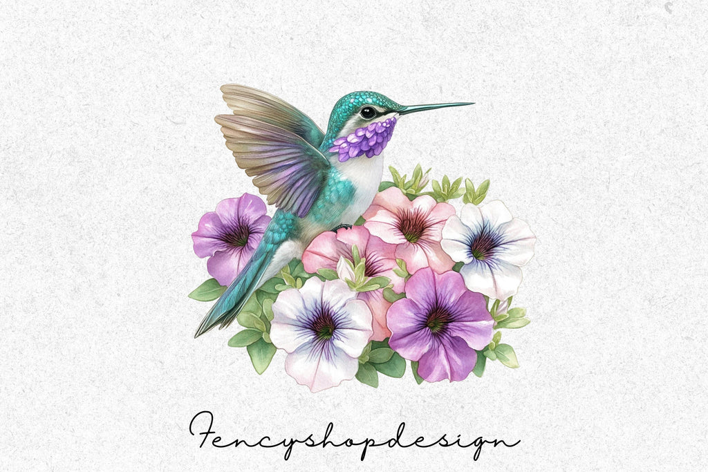 Vibrant Hummingbird Blossom Clipart Bundle