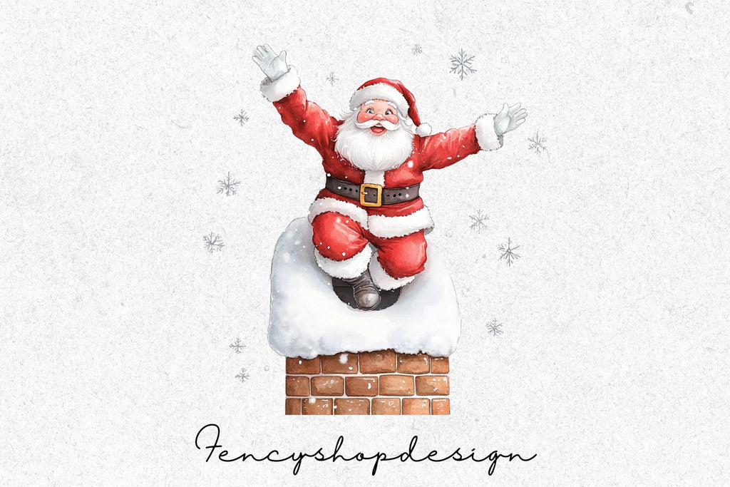 Jolly Santa Christmas Chimney Scenes Clipart Bundle