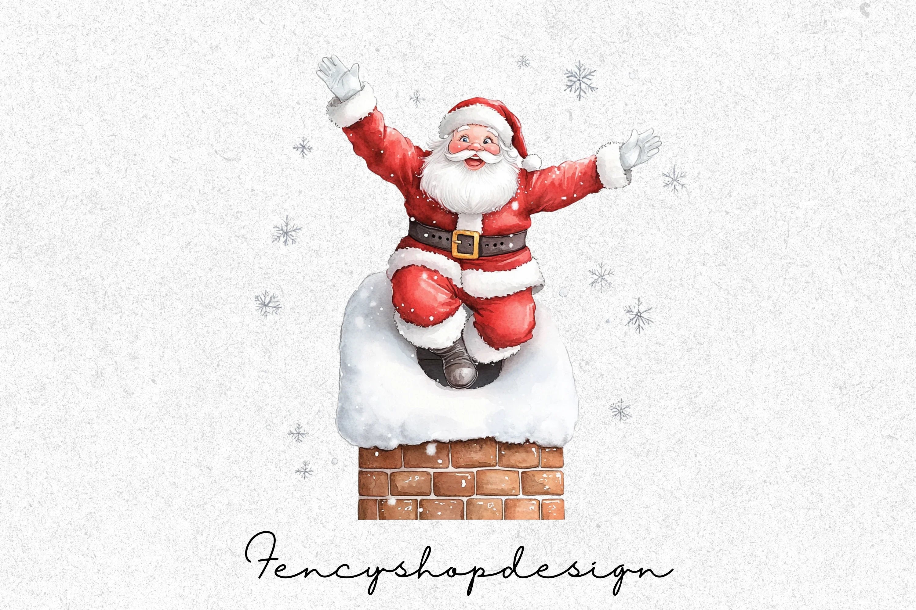 Jolly Santa Christmas Chimney Scenes Clipart Bundle