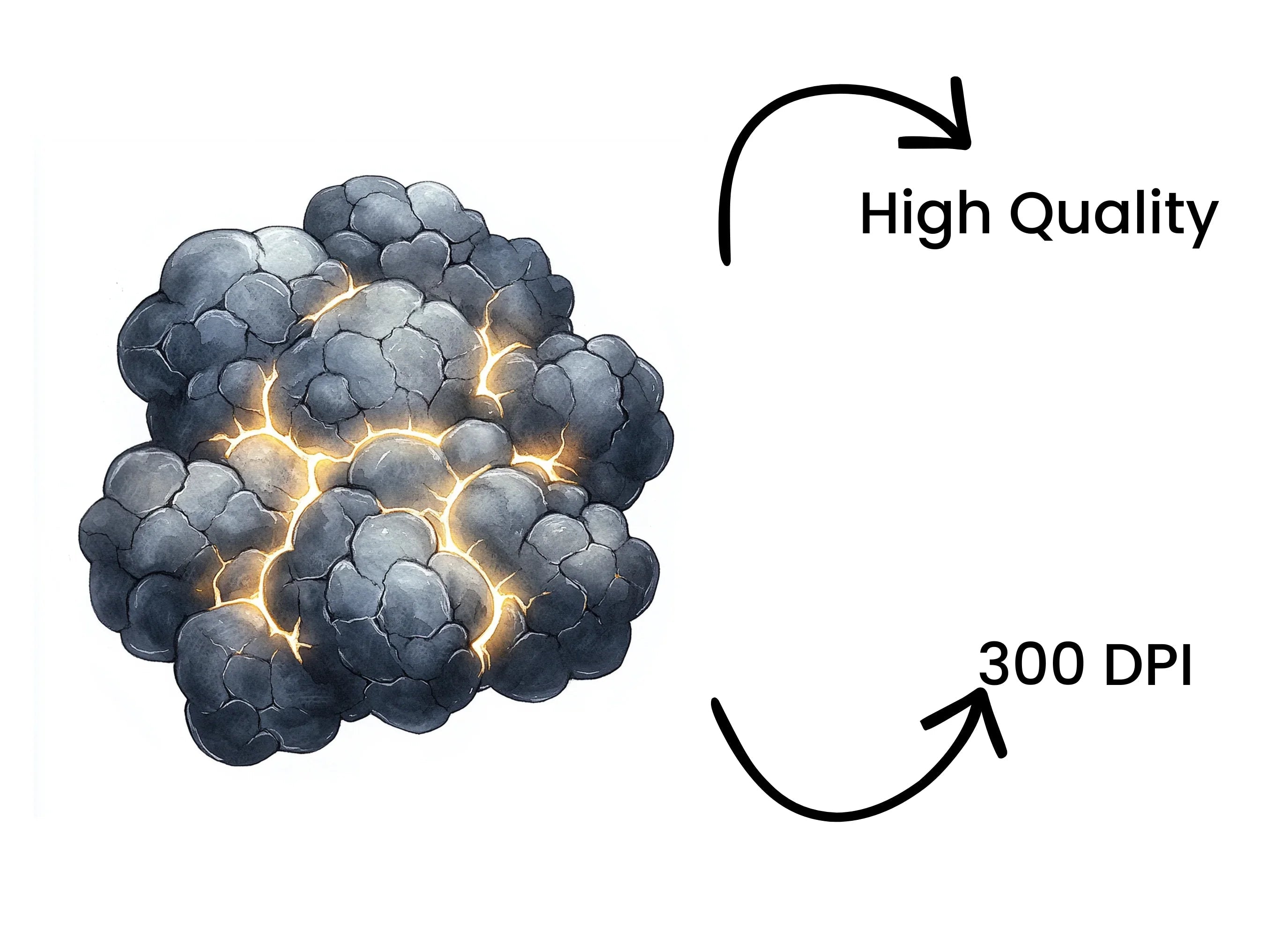 Glowing Cracks in Dark Cloud Formations Clipart Bundle