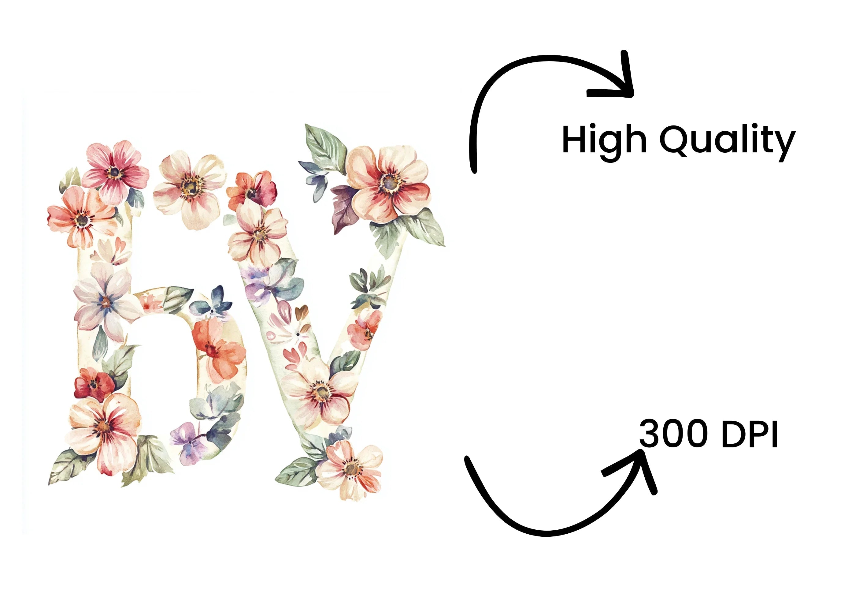 Floral Alphabet Clipart Bundle