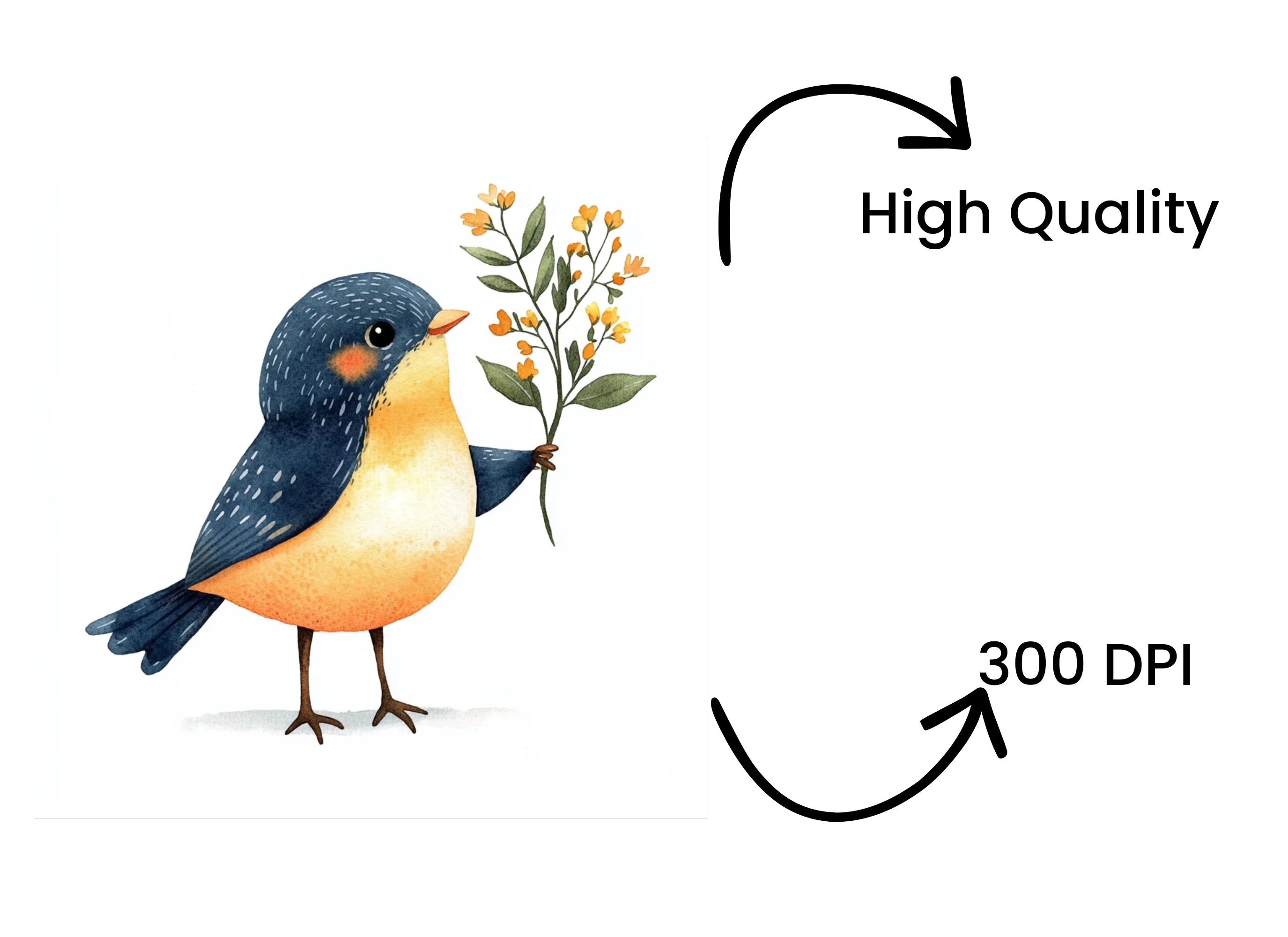 Cute Little Birds with Flowers Clipart Bundle