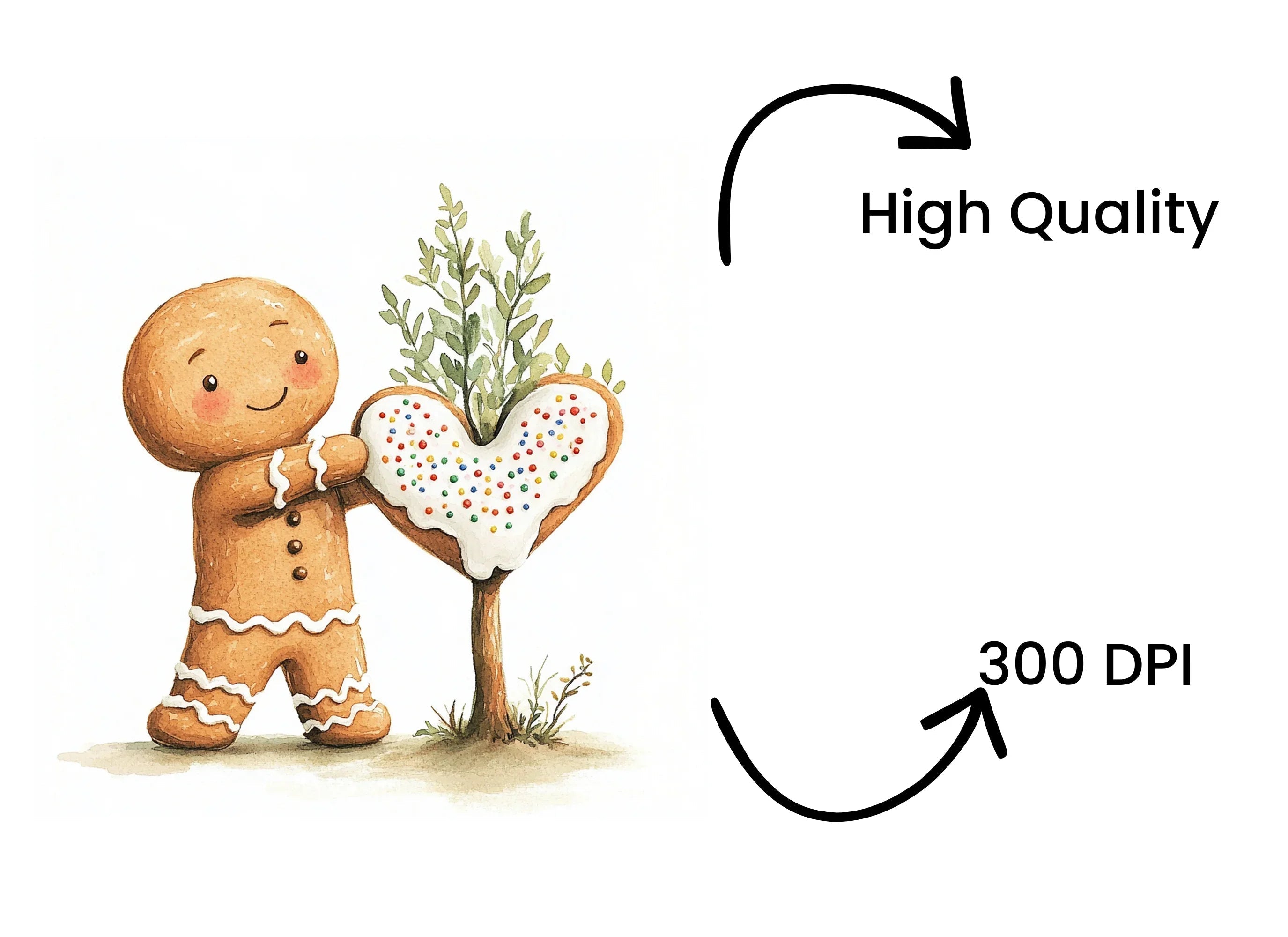 Gingerbread Man Heart Tree Clipart Bundle