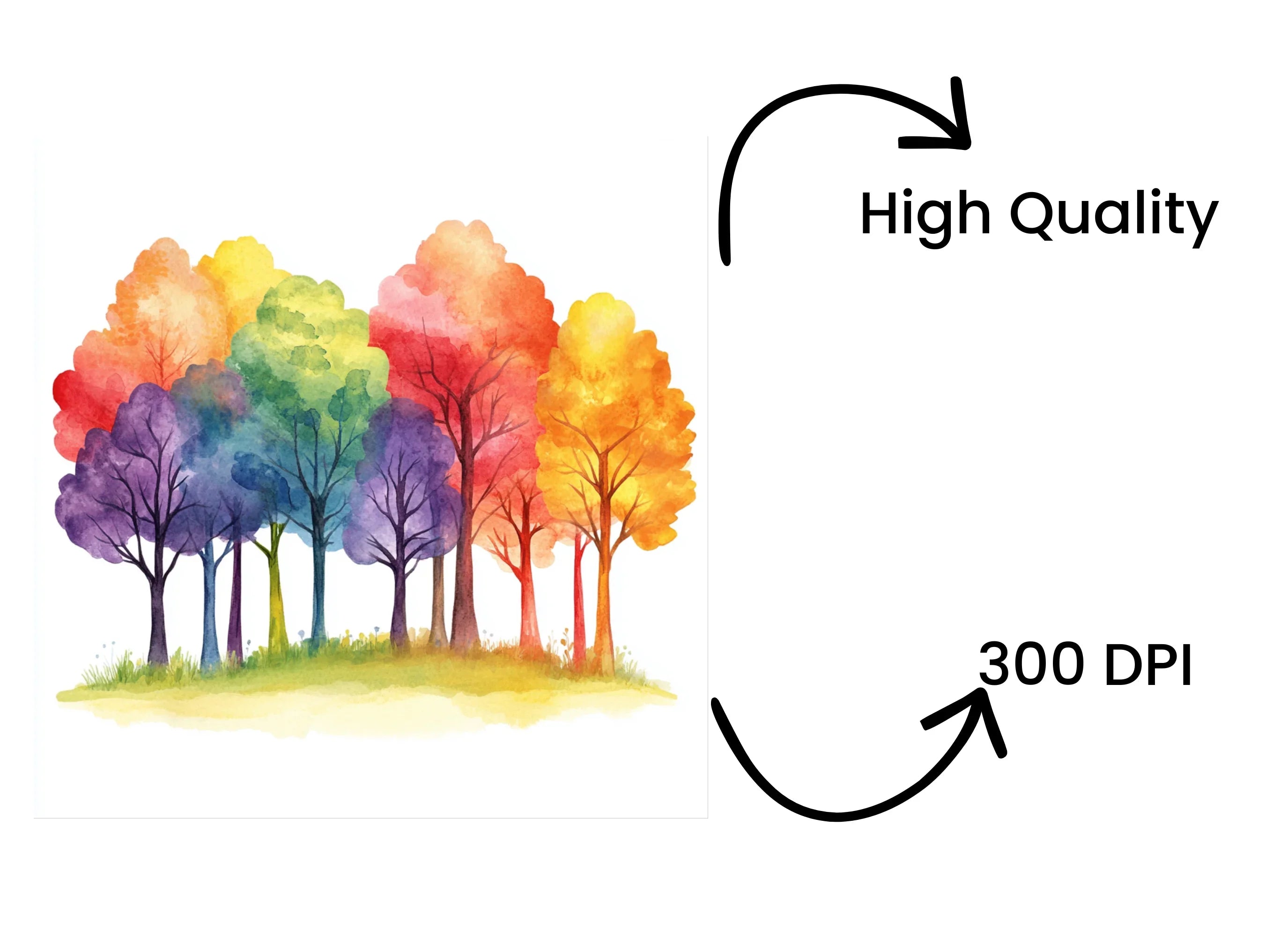 Rainbow Pine Tree Clipart Bundle