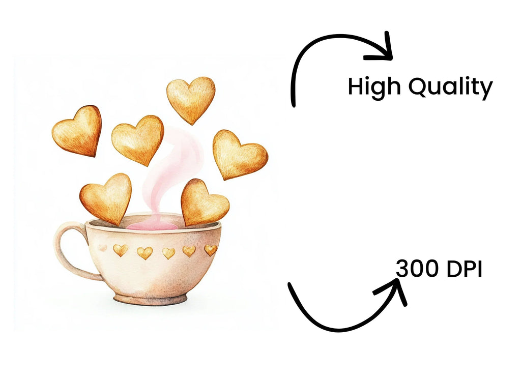 Heart Cookies in Teacups Clipart Bundle