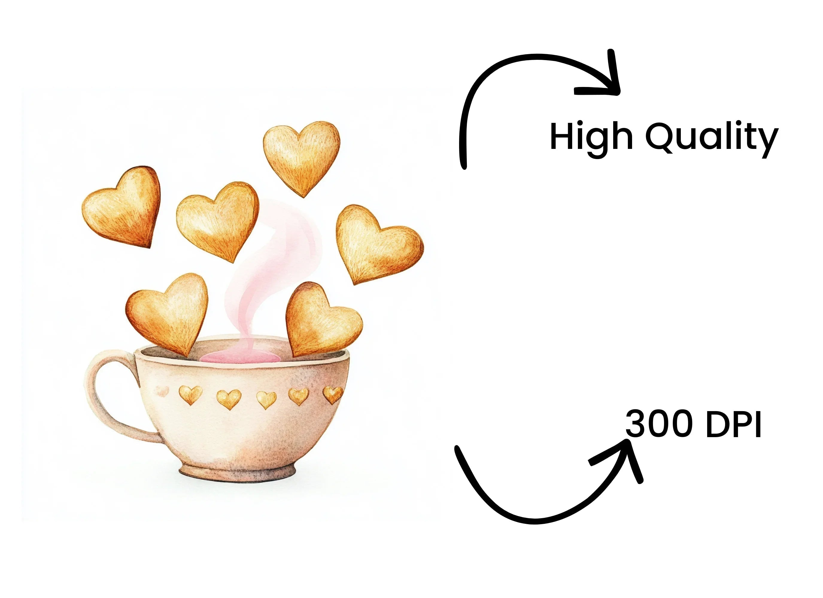 Heart Cookies in Teacups Clipart Bundle