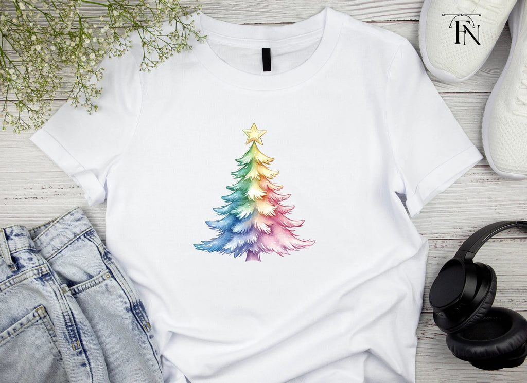 Rainbow Christmas Trees Clipart Bundle