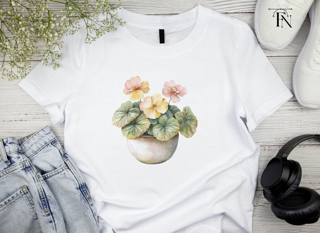 Potted Begonia Flower Clipart Bundle