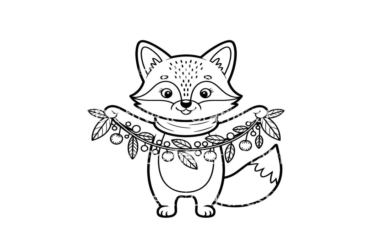 Cute Fox Autumn Garland Coloring Books