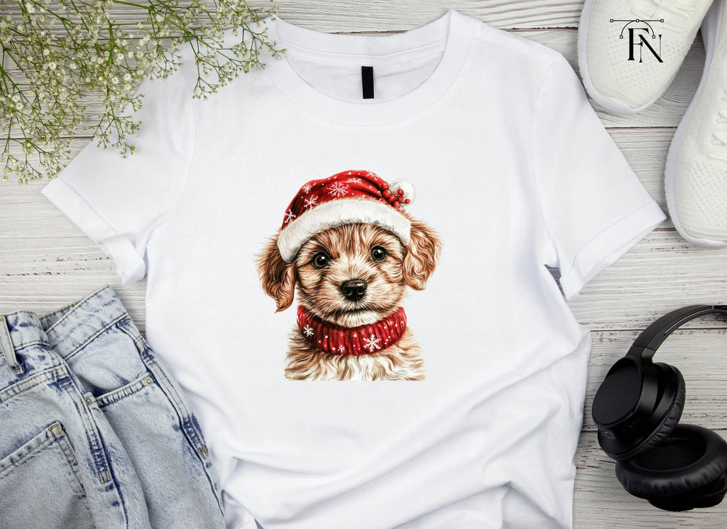 Christmas Puppies in Santa Hats Clipart Bundle