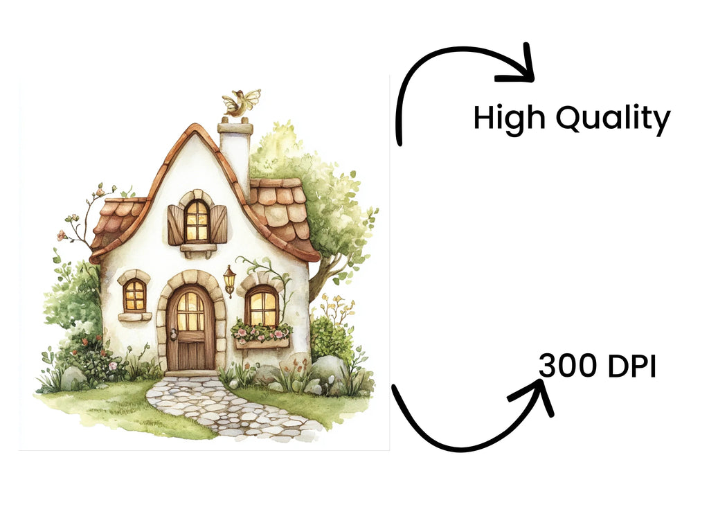 Fantasy Cottages Clipart Bundle