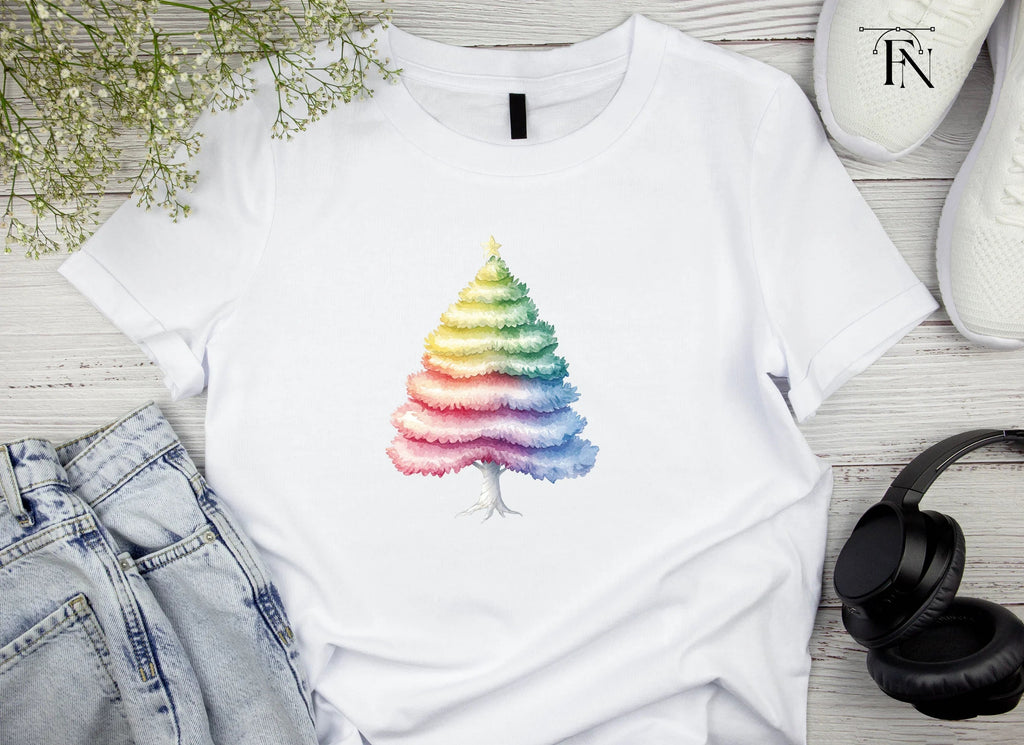 Rainbow Christmas Tree Clipart Bundle