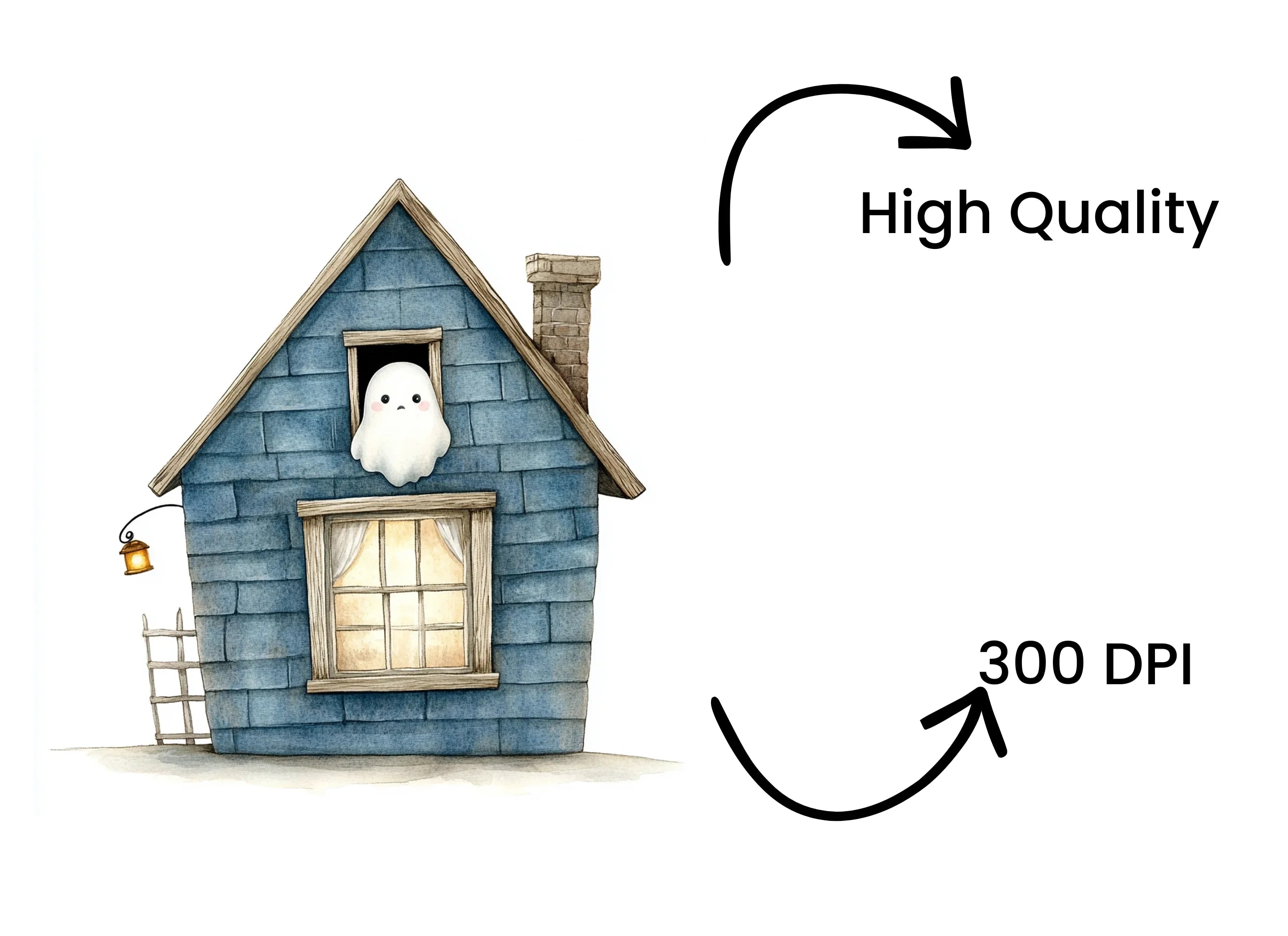 Cute Ghost Haunted House Clipart Bundle
