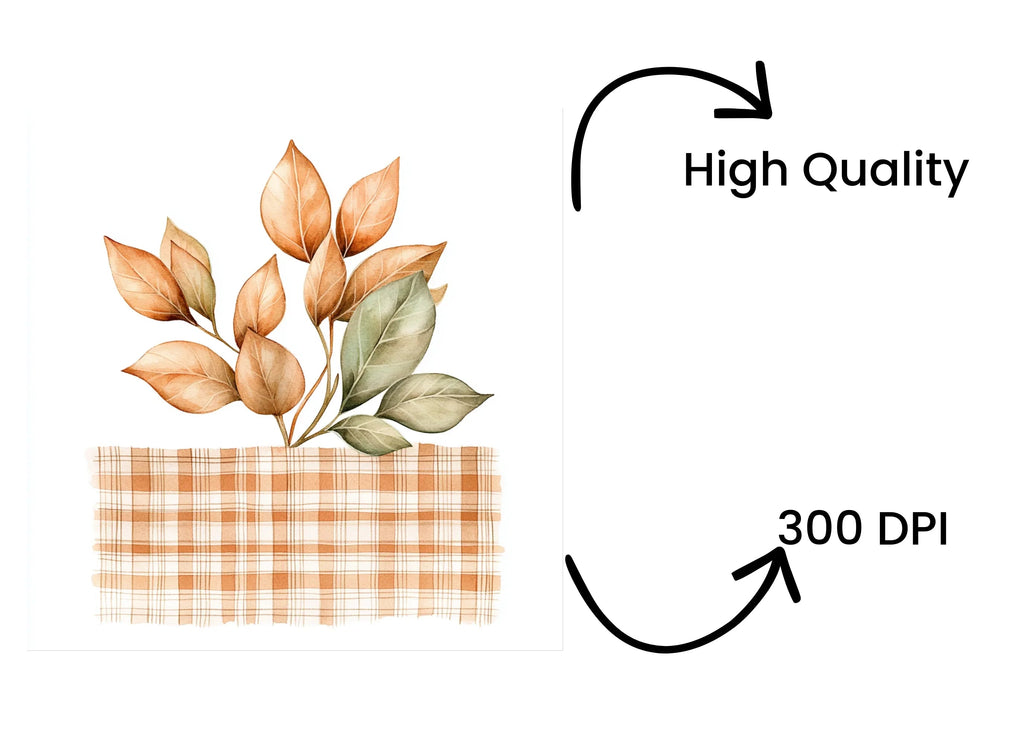 Autumn Leaves Plaid Clipart Bundle