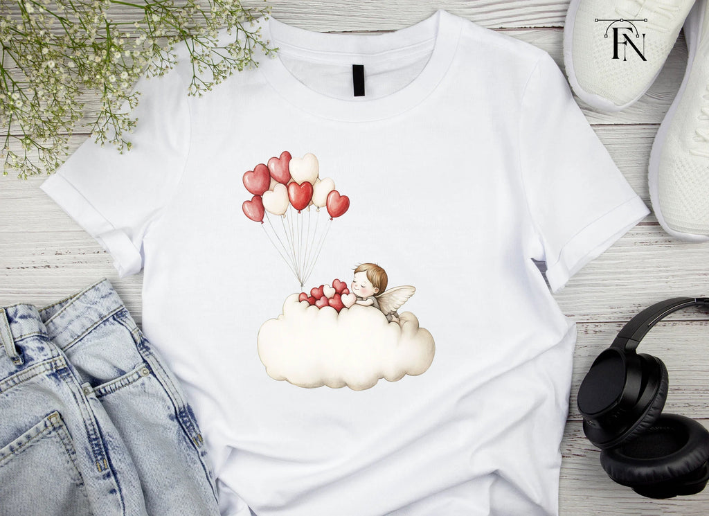 Cute Valentine Cupid with Heart Balloons Clipart Bundle