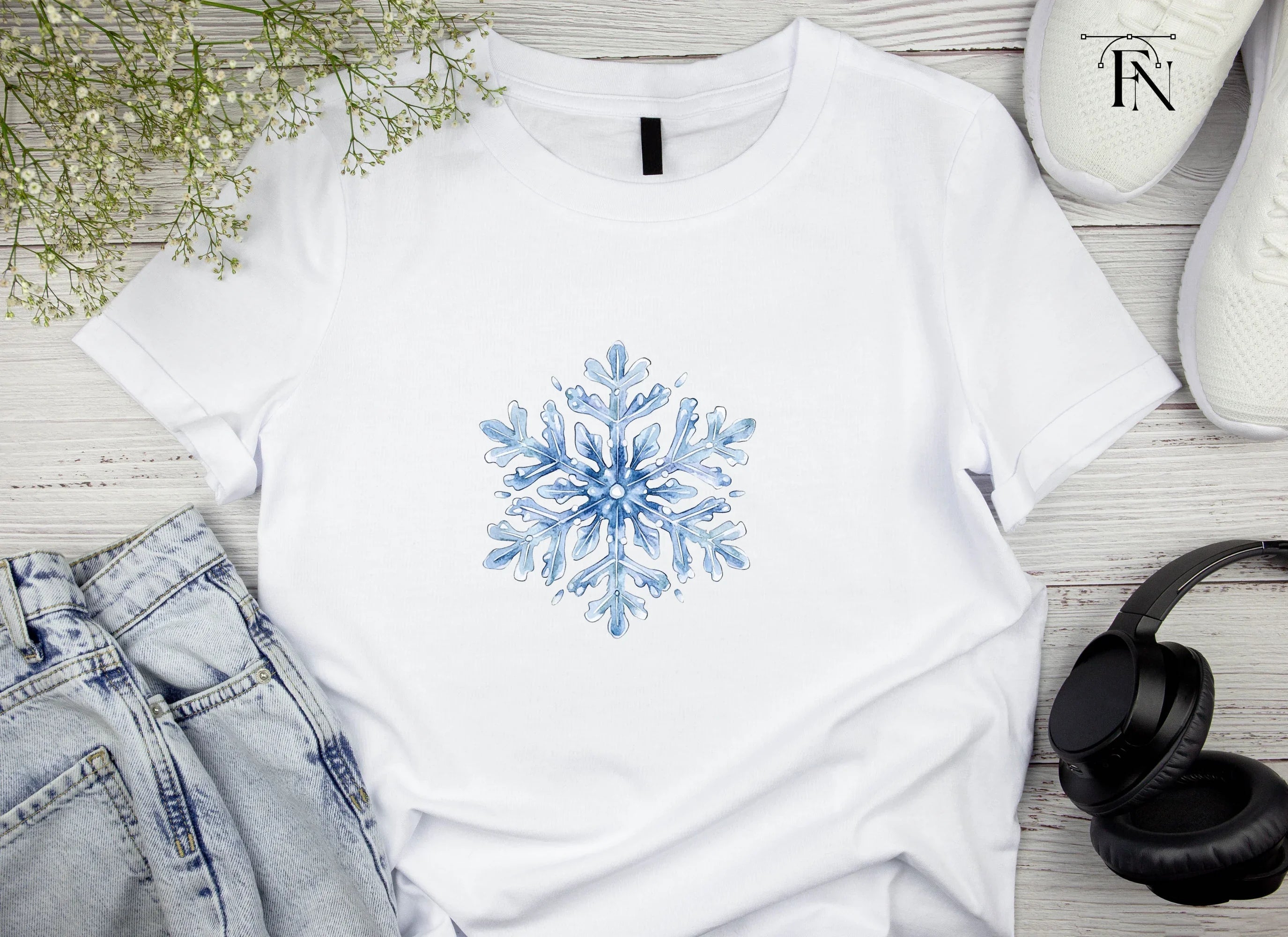 Deep Blue Snowflake Clipart Bundle