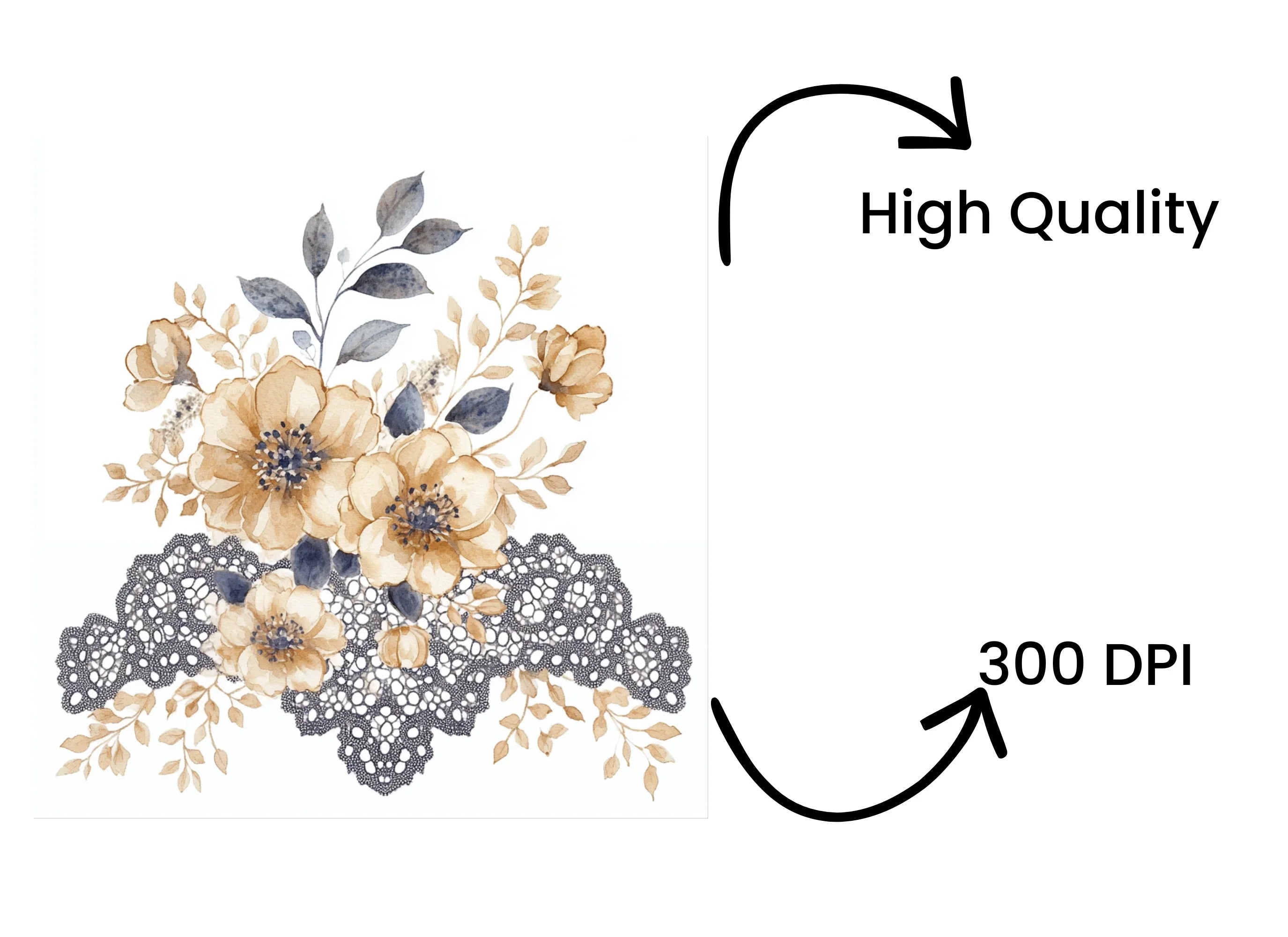 Floral Lace Clipart Bundle
