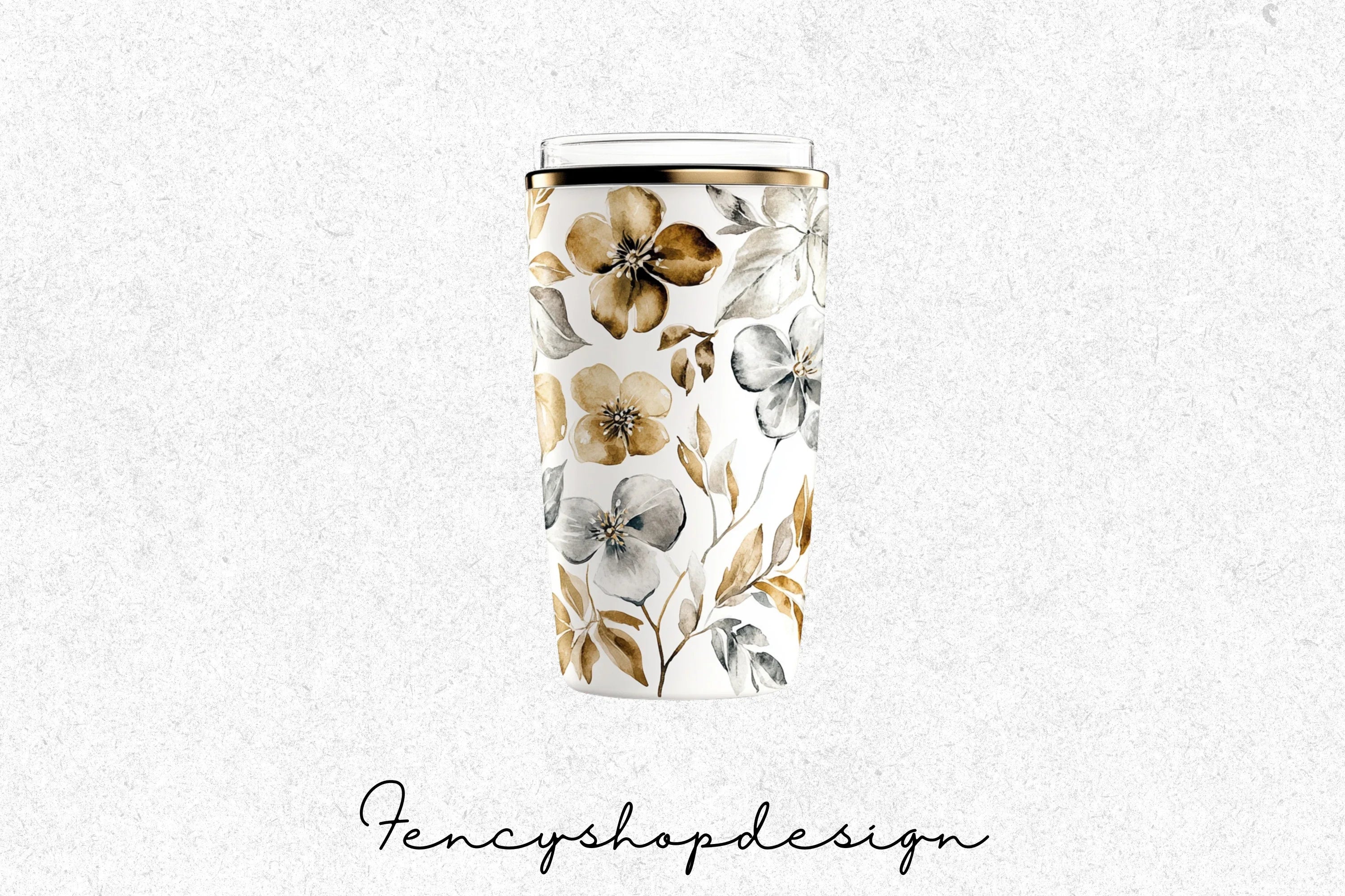 Elegant Golden Floral Tumbler Clipart Bundle