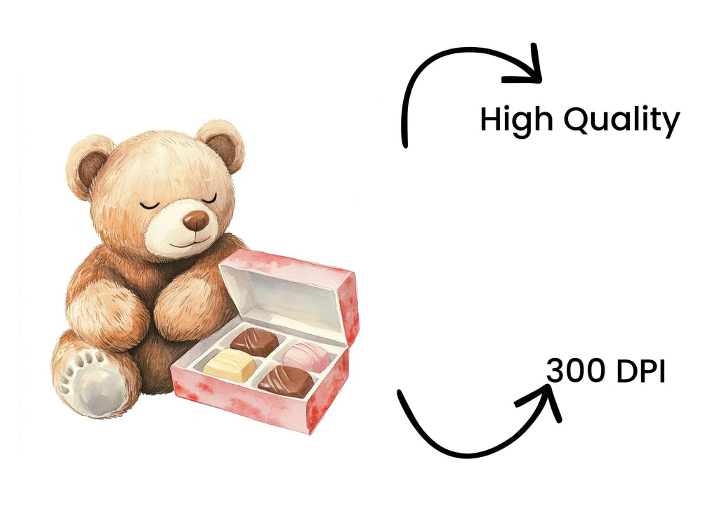 Cute Teddy Bear with Chocolate Box Clipart Bundle