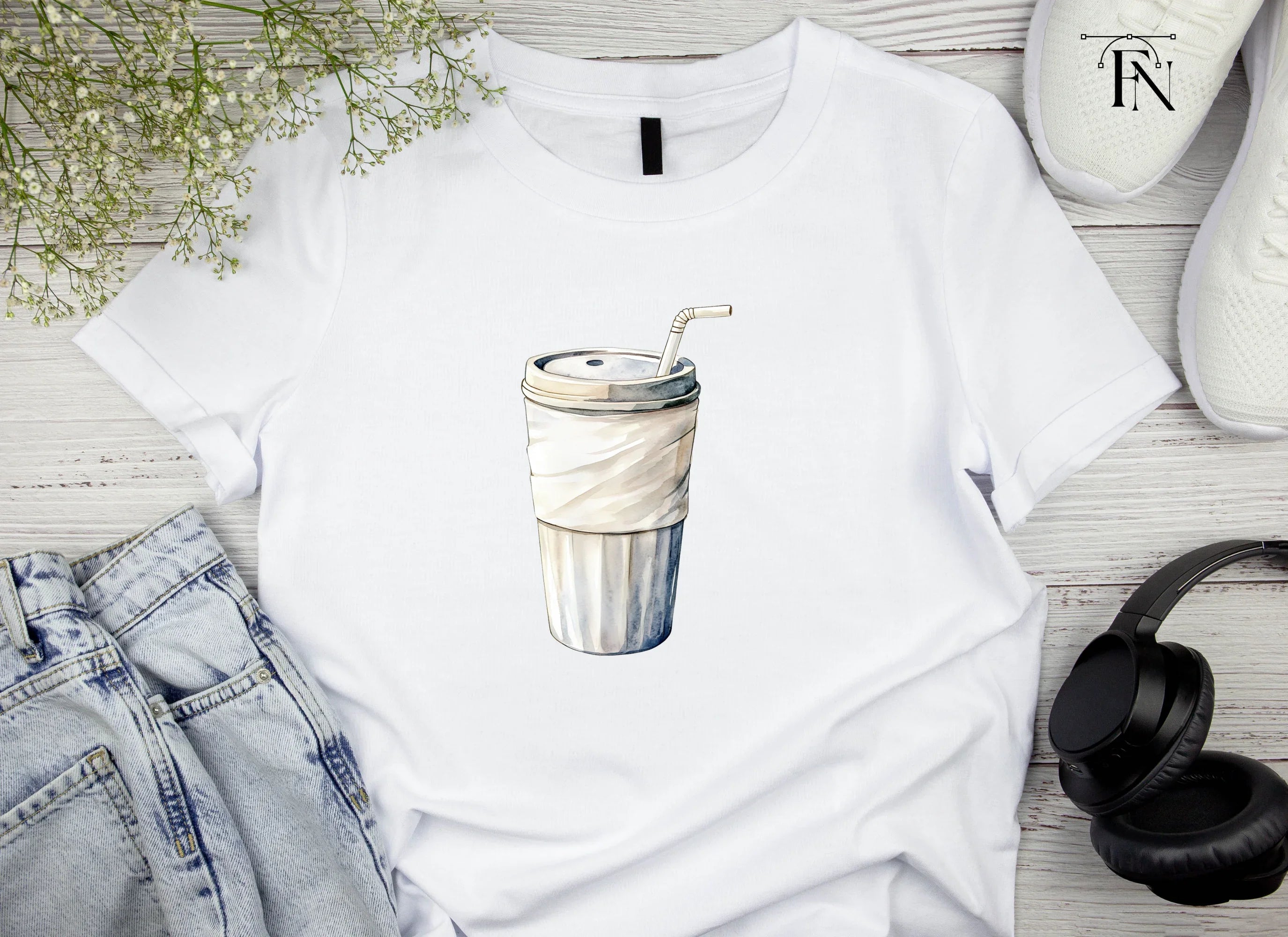 Coffee Cup with Straw Clipart Bundle