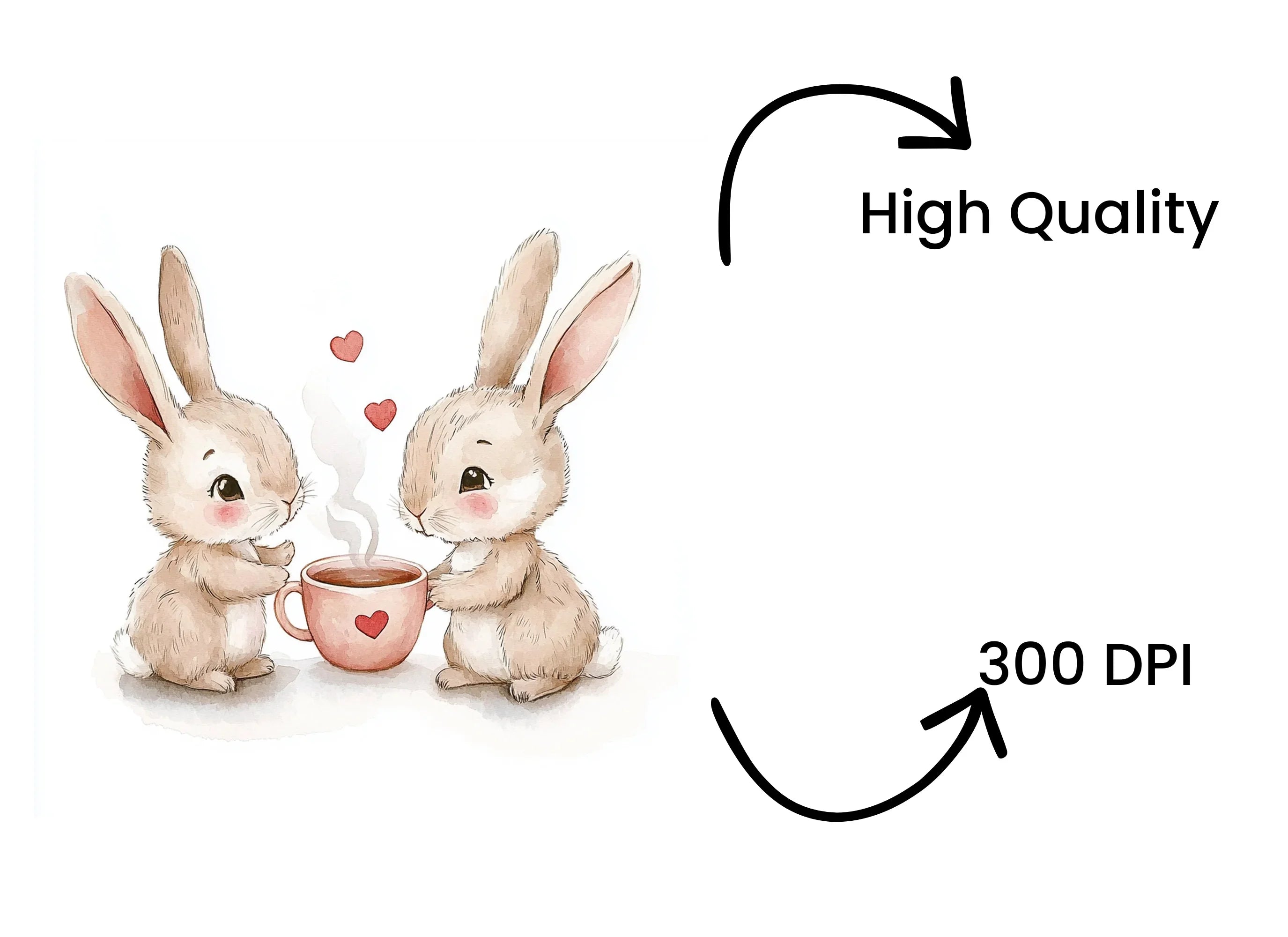 Sweet Bunny Couple Coffee Clipart Bundle