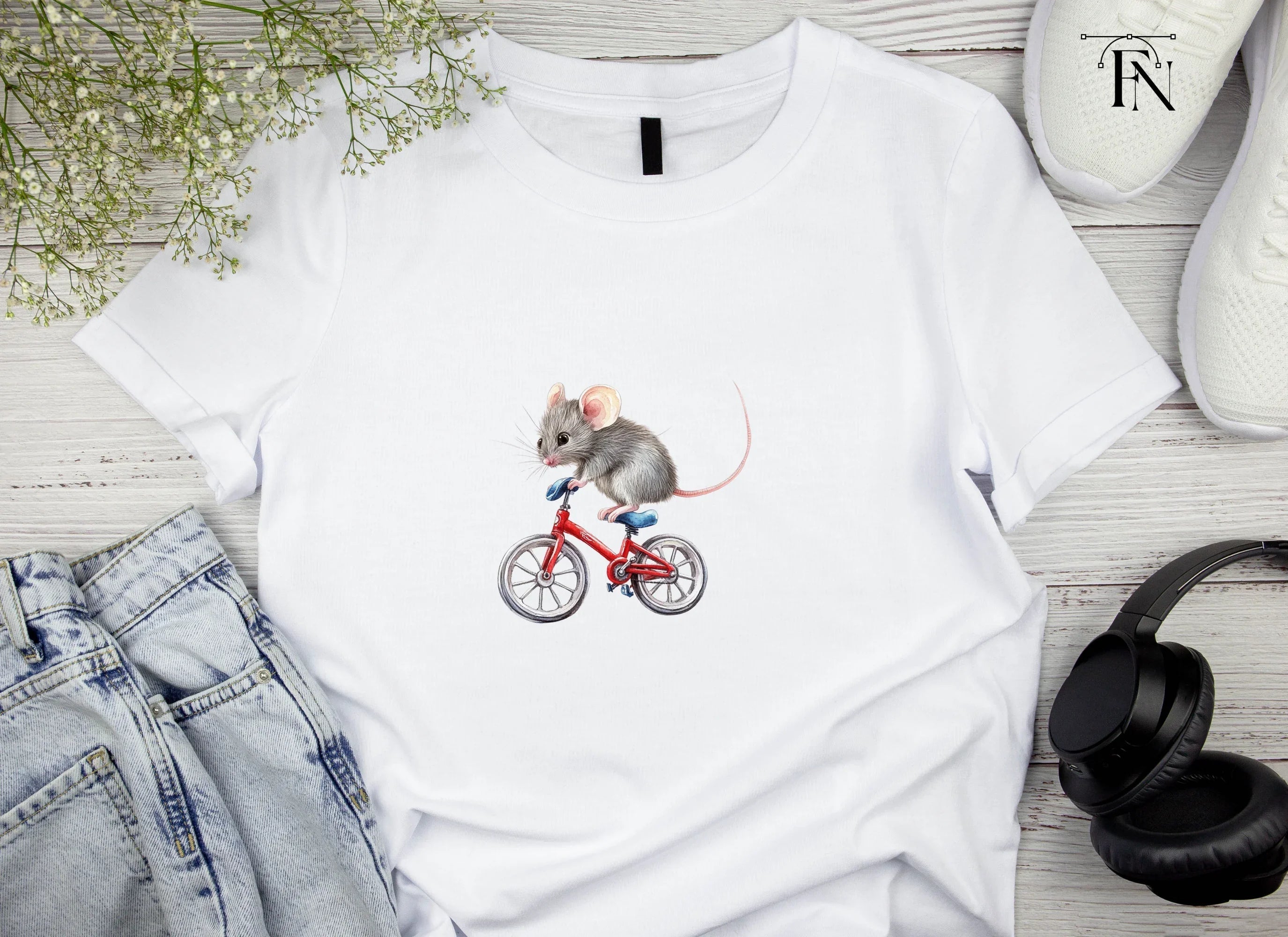 Cute Mice Riding Bikes Clipart Bundle
