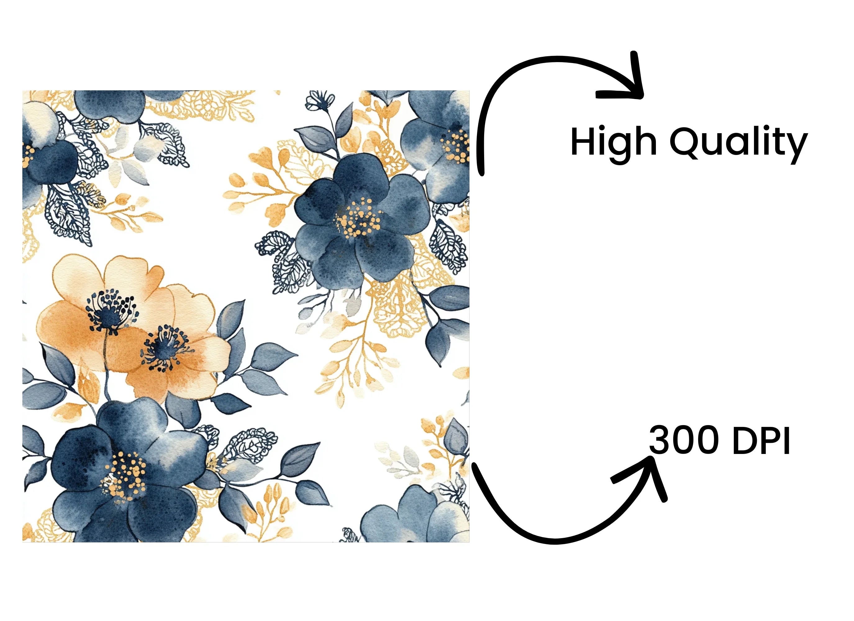 Vibrant Blue and Orange Floral Clipart Bundle