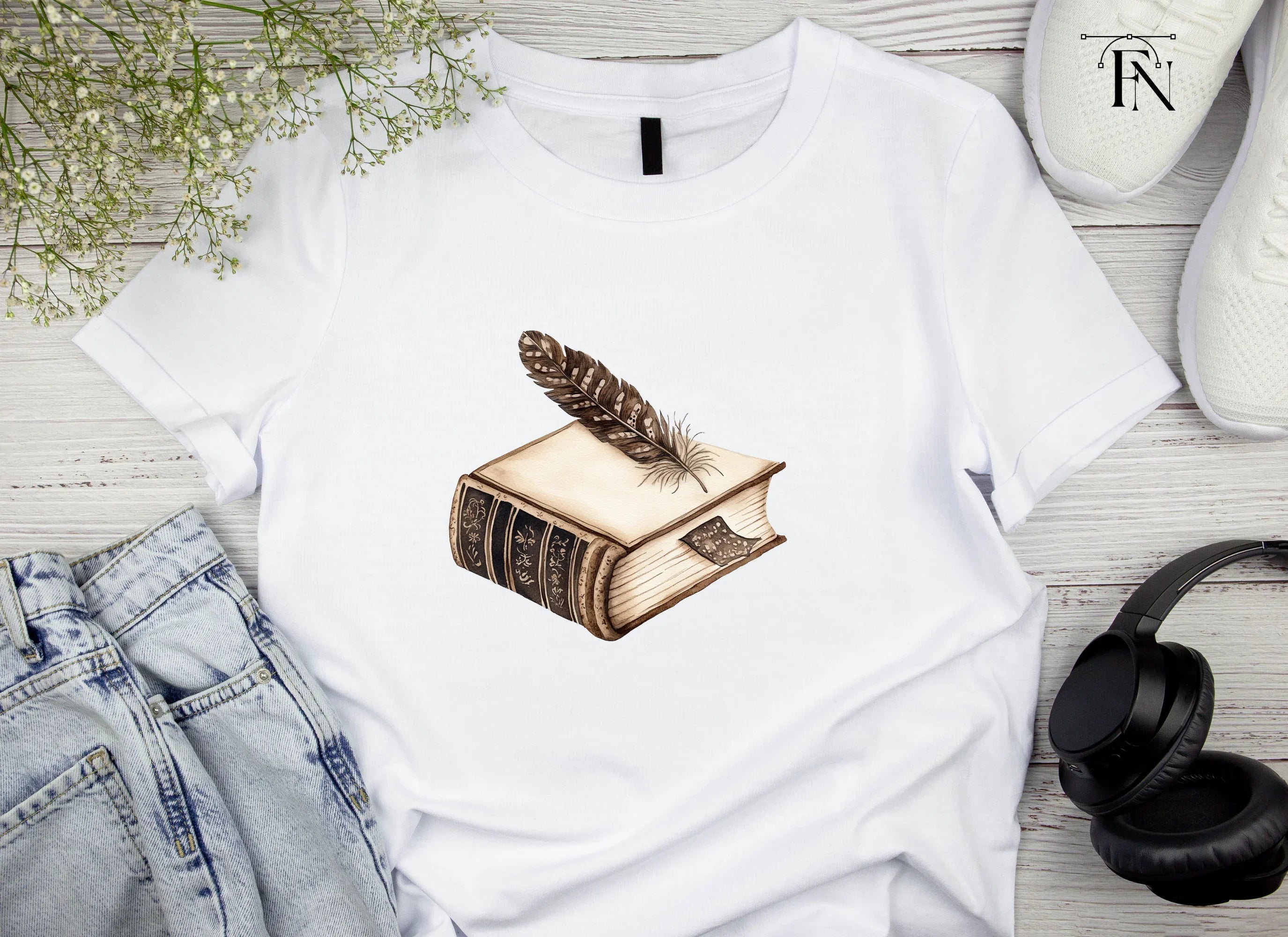 Vintage Books and Quills Clipart Bundle