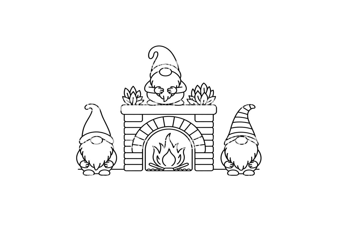 Christmas Gnomes Yoga by Fireplace Coloring Books