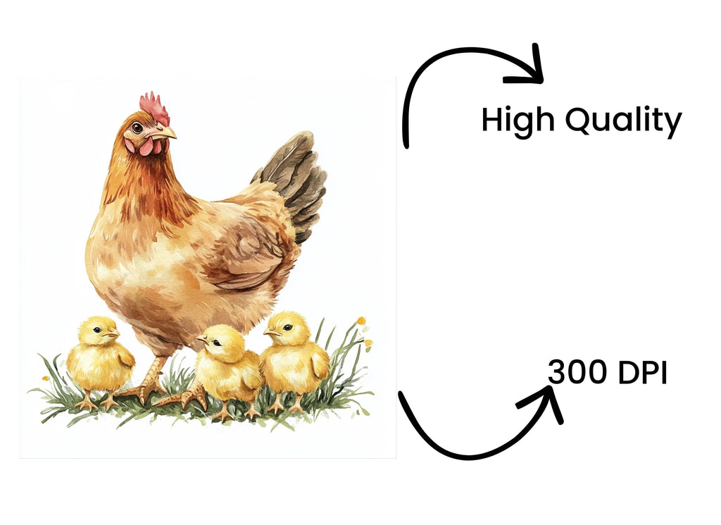 Cute Farm Animal Hen Chicks Clipart Bundle