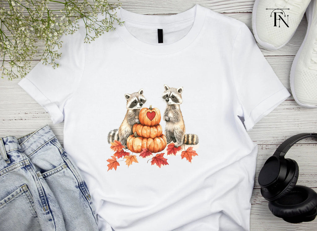 Autumn Raccoons with Pumpkin Clipart Bundle