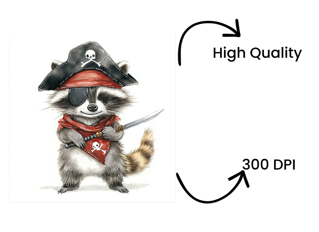 Raccoon Pirate with Sword Clipart Bundle