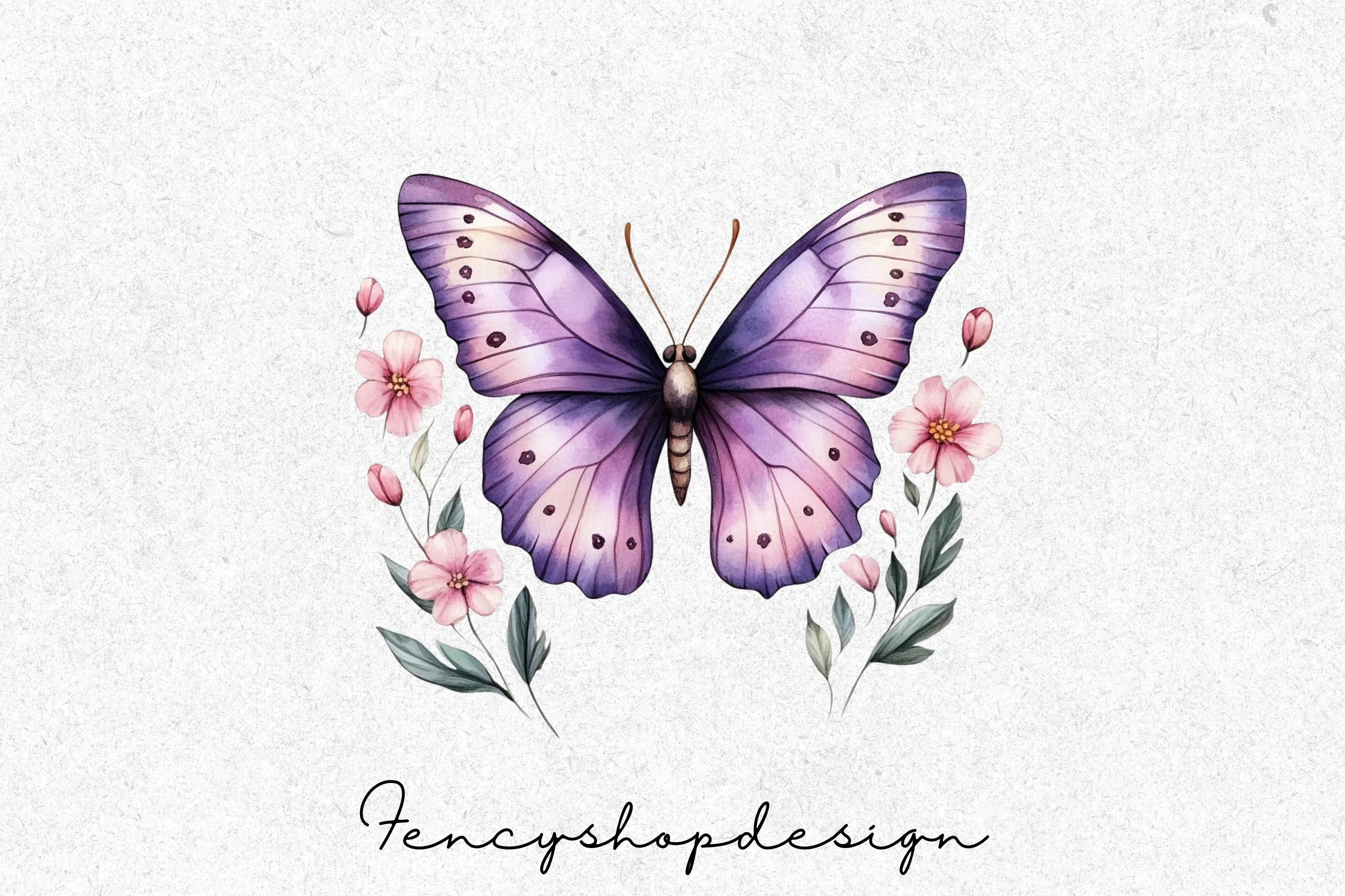 Purple Butterfly Clipart Bundle