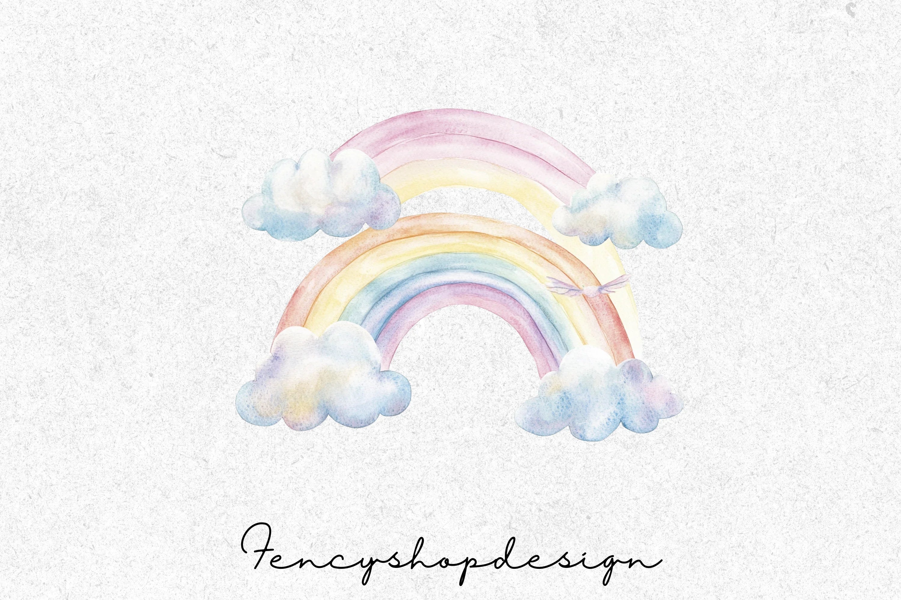 Soft Pastel Rainbow Clouds Clipart Bundle