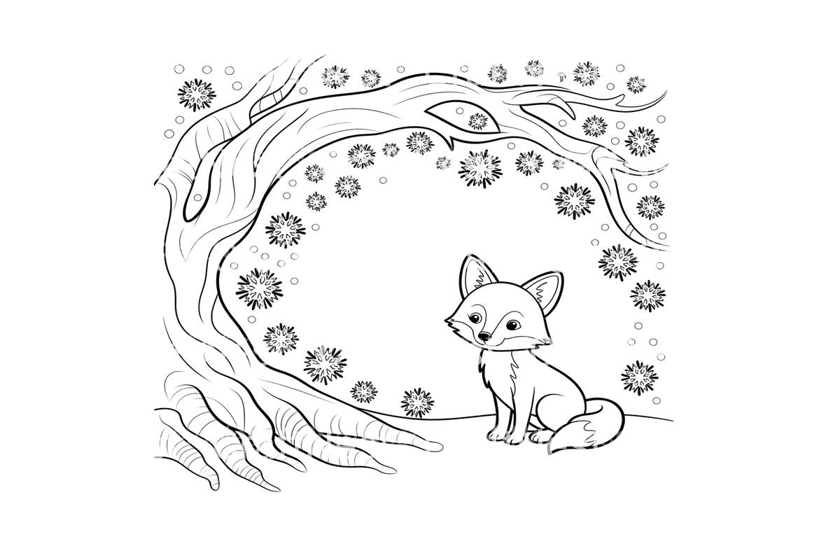 Cute Winter Fox Coloring Books