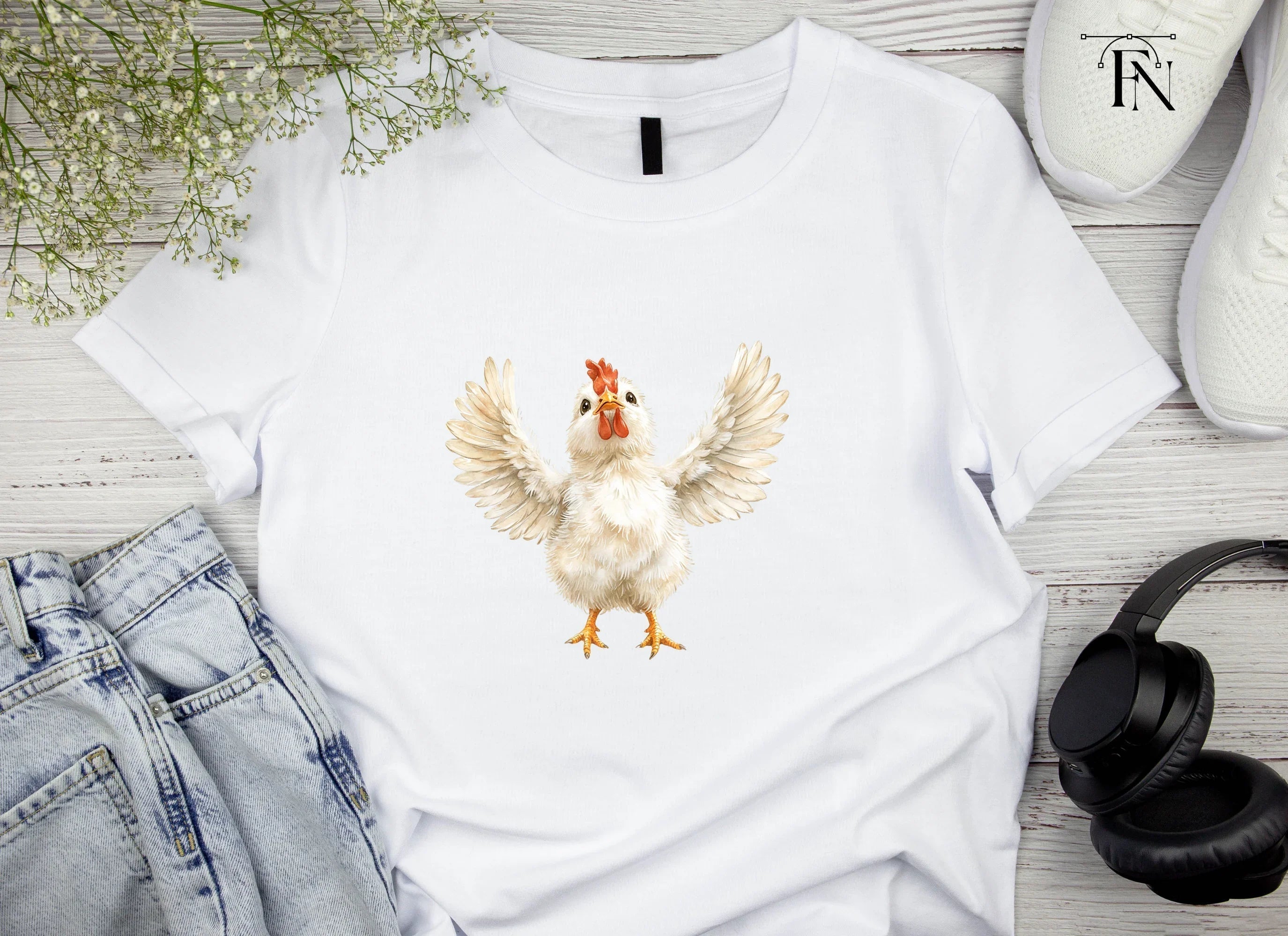 Cute White Chicken Clipart Bundle