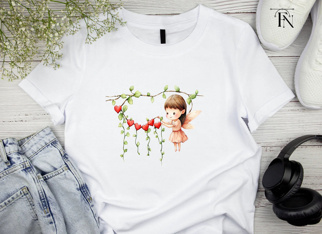 Cute Fairies with Heart Vines Clipart Bundle