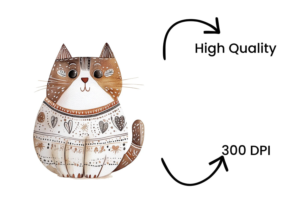 Cute Brown Cat Clipart Bundle