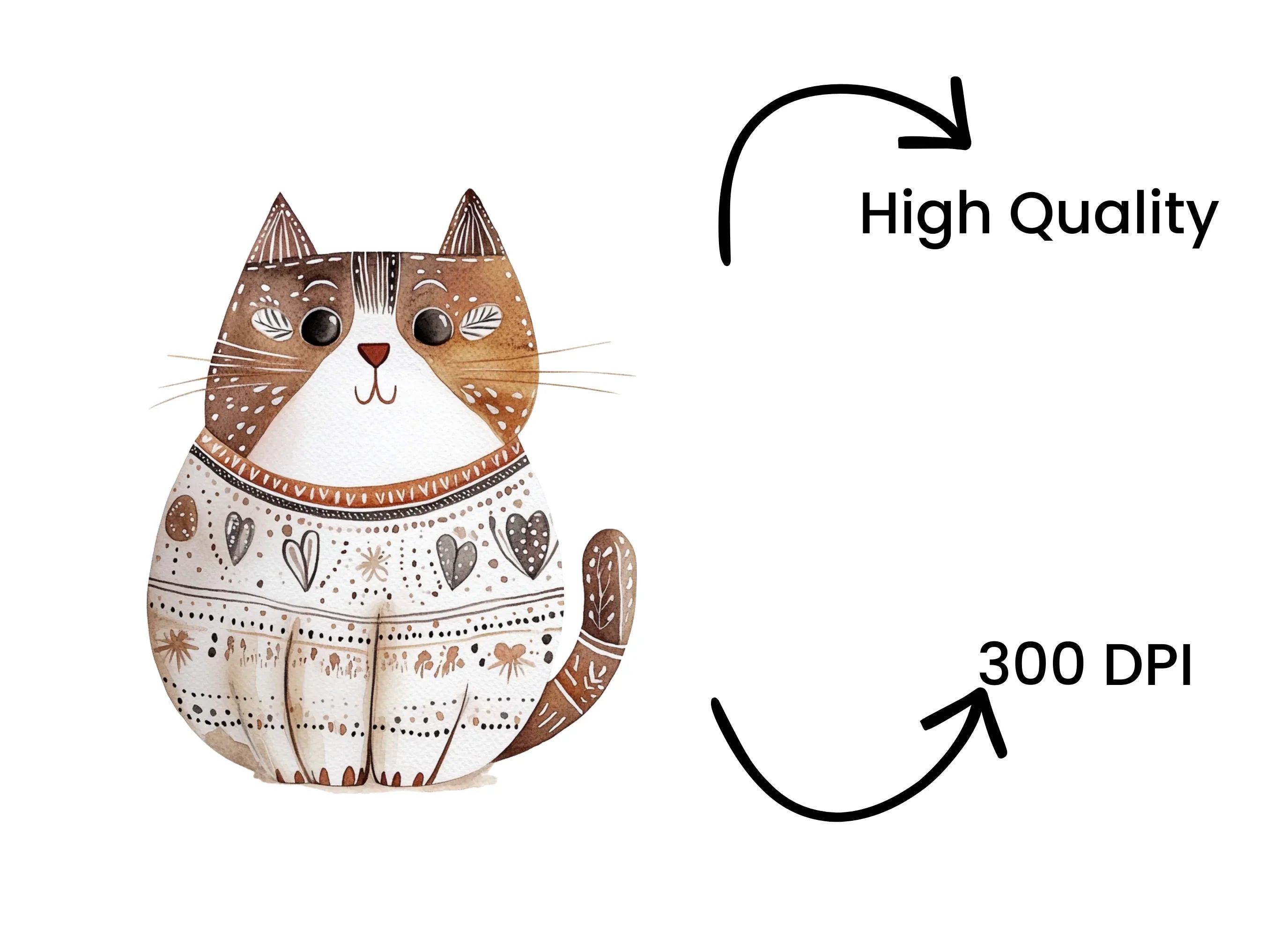 Cute Brown Cat Clipart Bundle