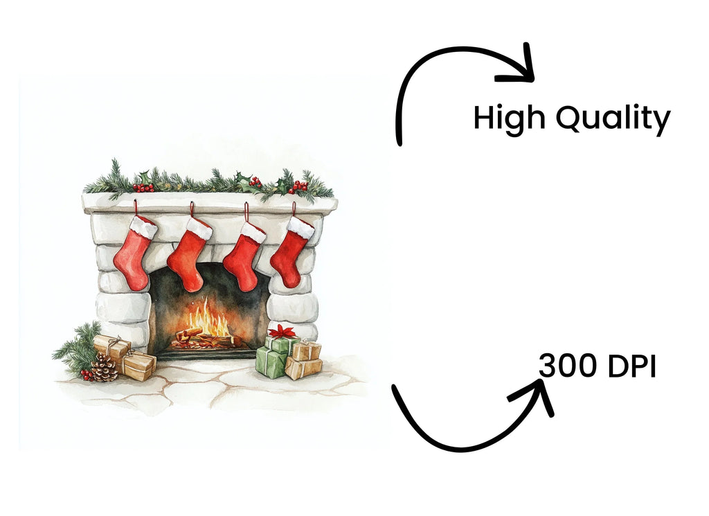 Christmas Fireplace Clipart Bundle