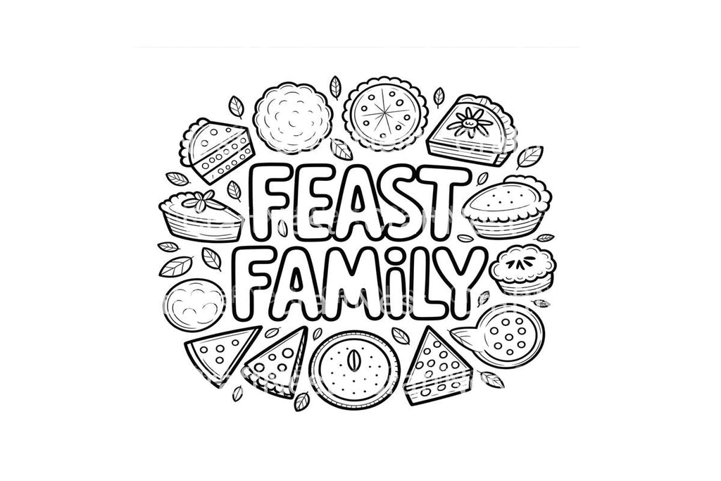 Feast Family Thanksgiving Coloring Books