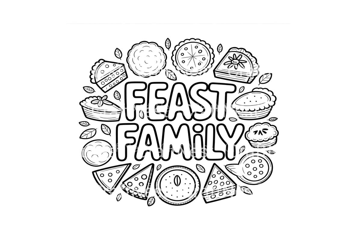Feast Family Thanksgiving Coloring Books
