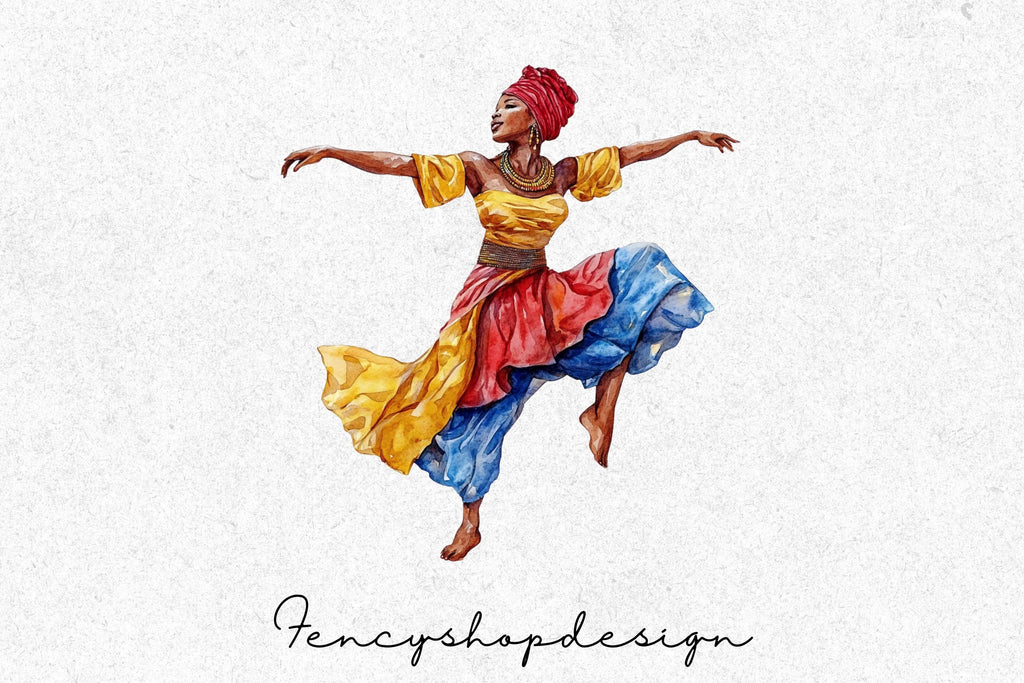 Vibrant African Women Dancing Clipart Bundle
