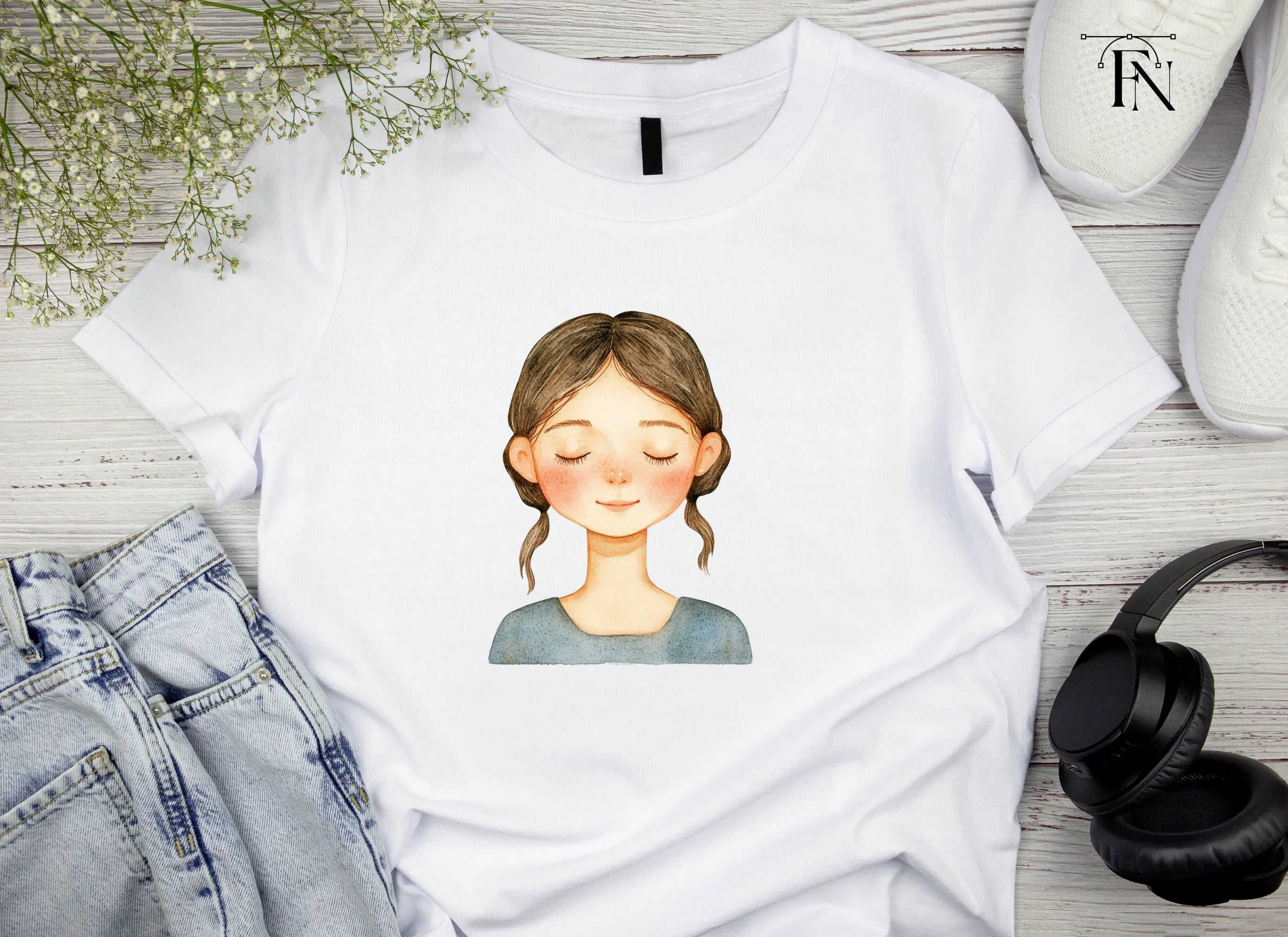 Peaceful Girl Meditating Clipart Bundle