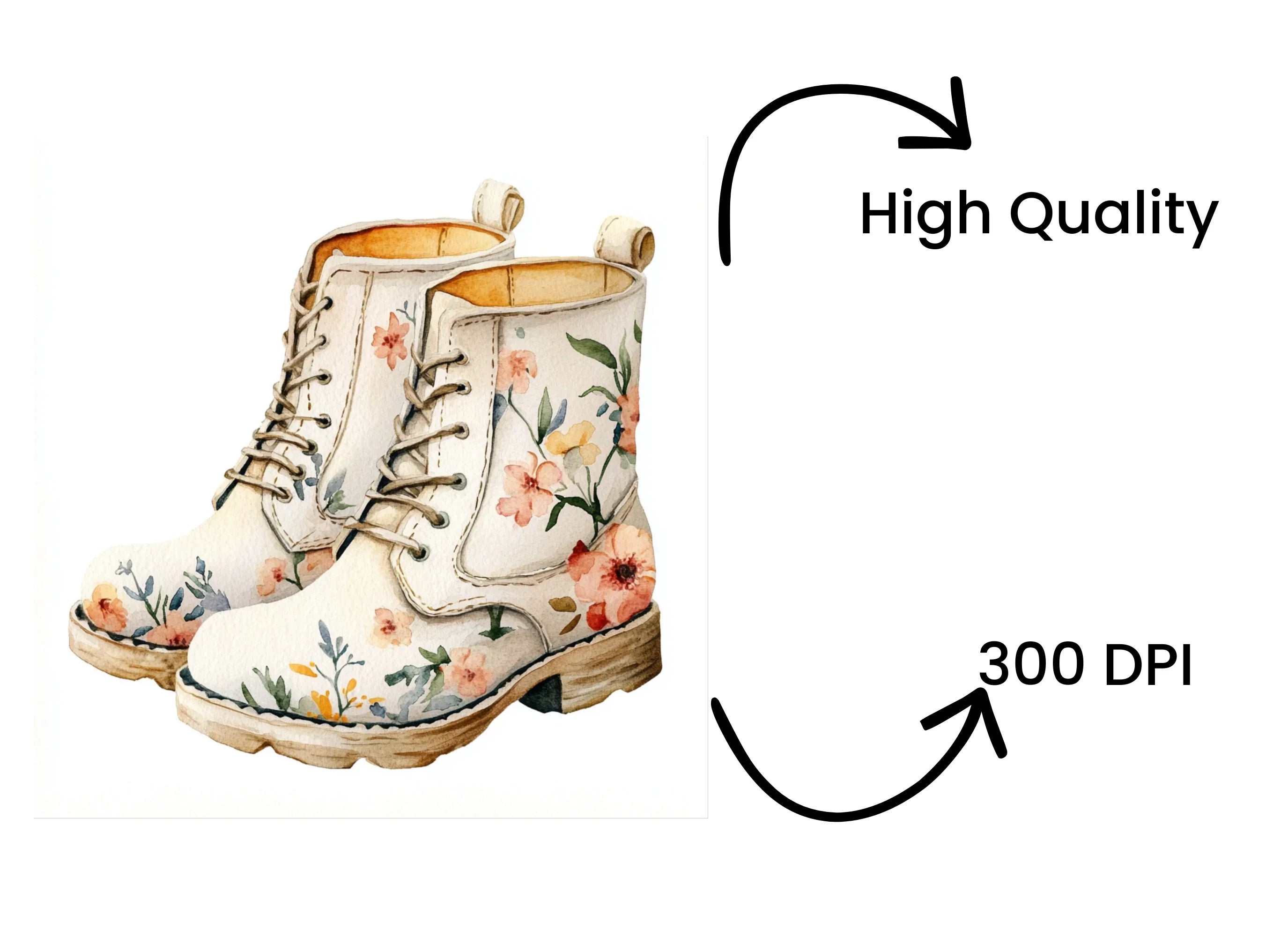 Floral Boots Clipart Bundle