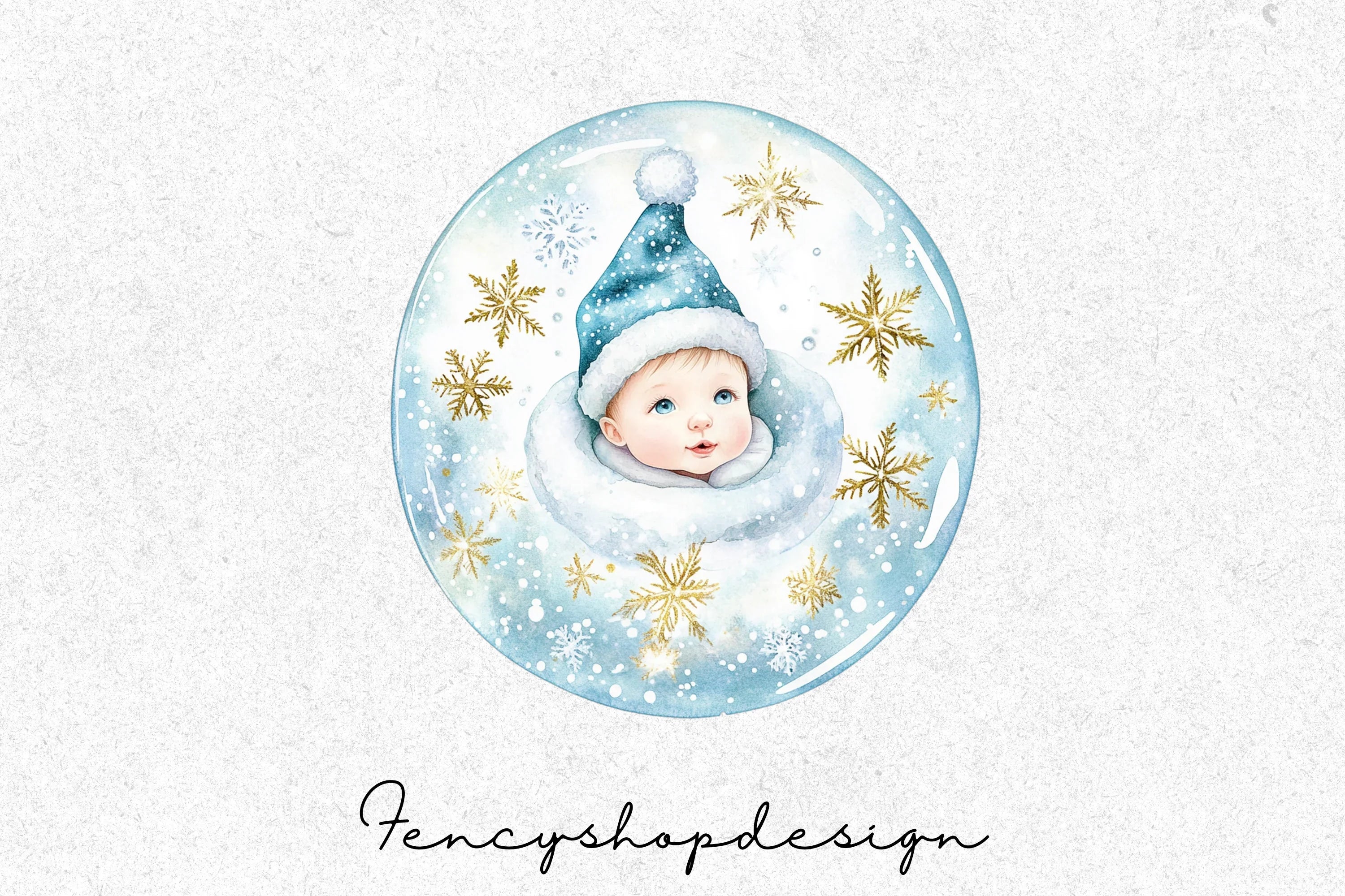 Sleeping Baby Winter Wonderland Clipart Bundle