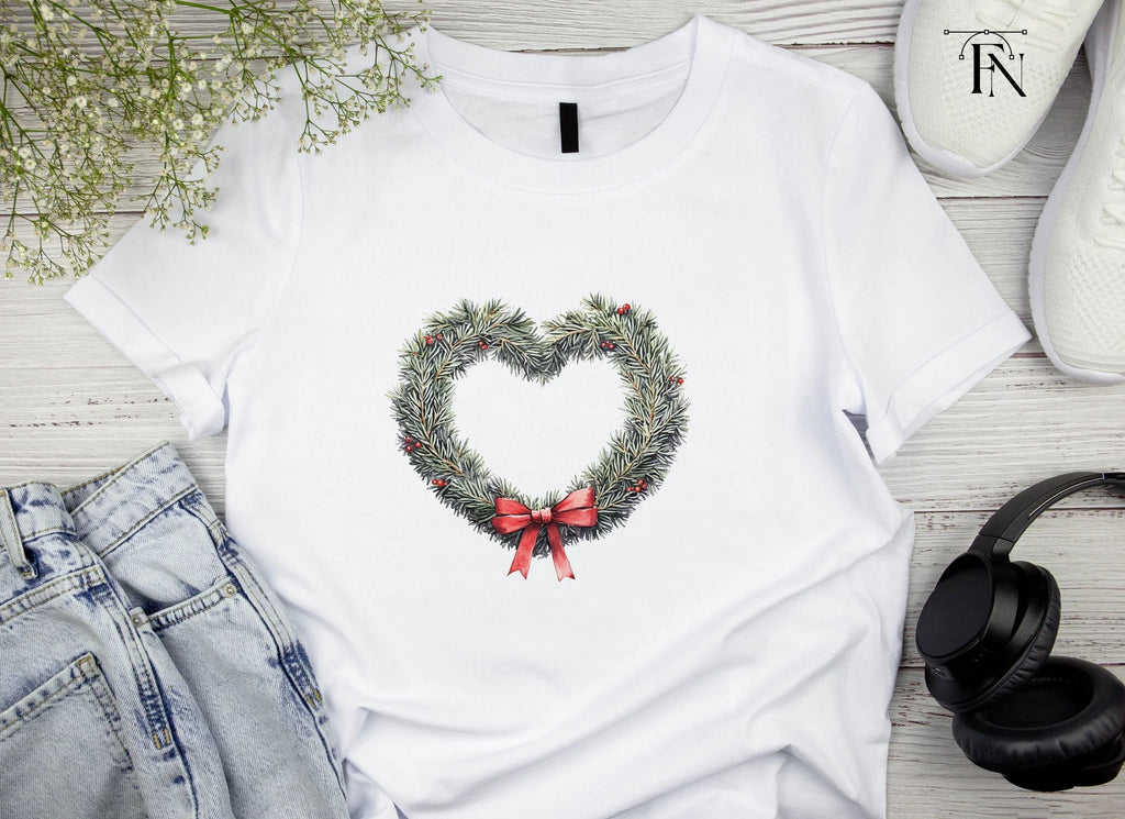 Heart Shaped Christmas Wreath Clipart Bundle